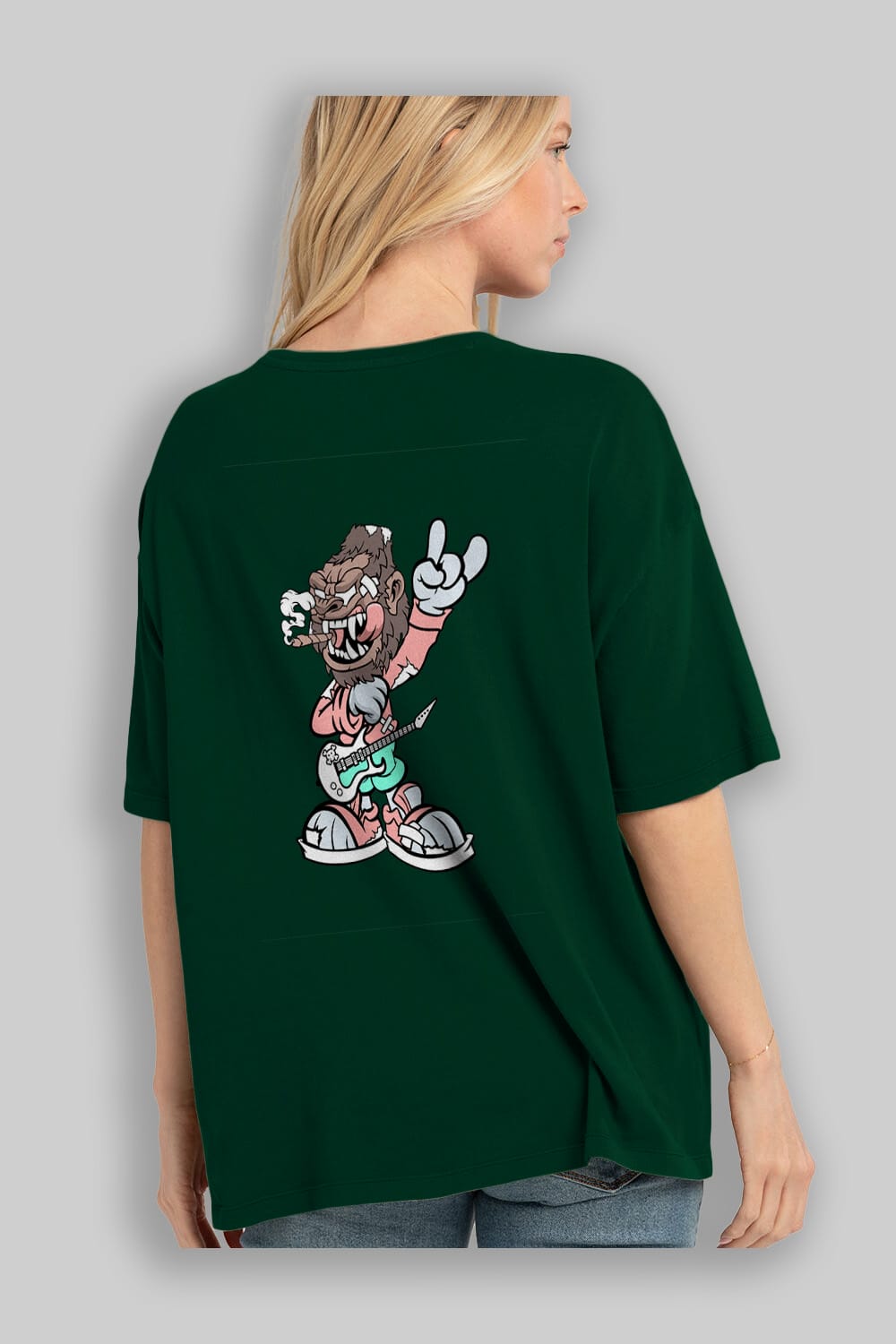 Gorilla Rockstar Arka Baskılı Oversize t-shirt Erkek Kadın Unisex %100 Pamuk tişort