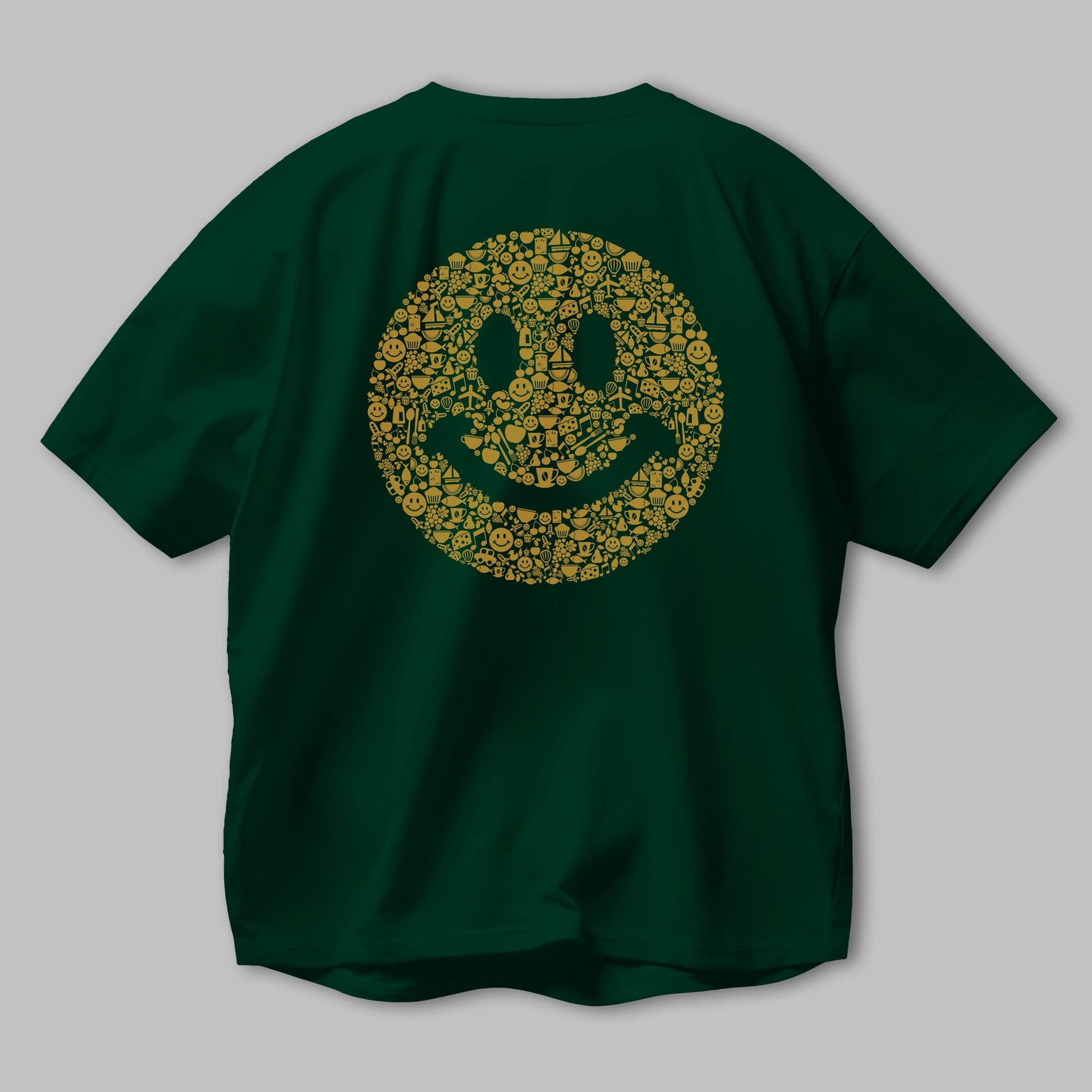 Smiley Arka Baskılı Oversize t-shirt %100 pamuk Erkek Kadın Unisex