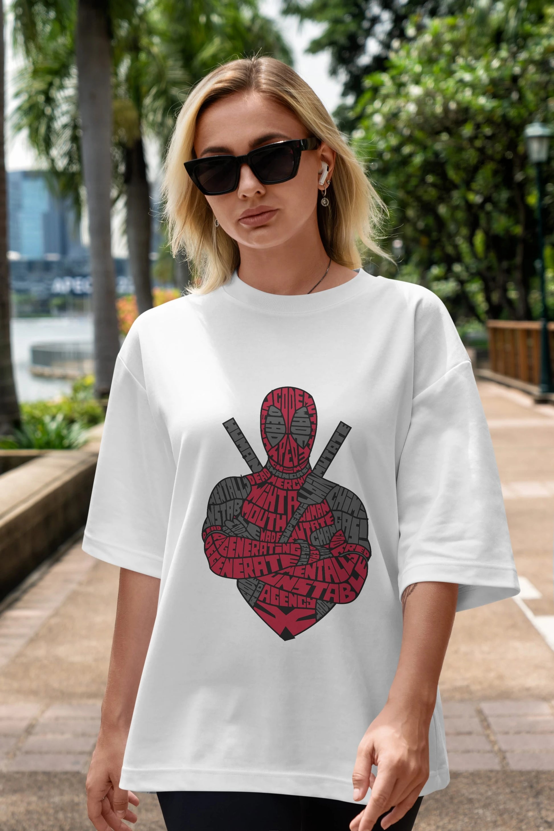 Dead Red Ön Baskılı Oversize t-shirt %100 pamuk Erkek Kadın Unisex