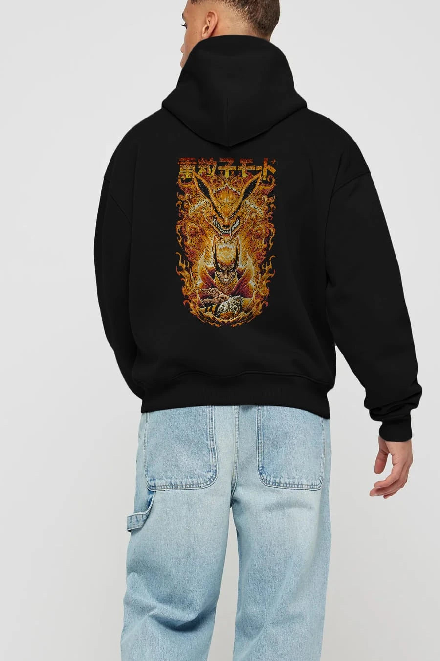 NARUTO KYUUBI 1 Anime Arka Baskılı Hoodie Oversize Kapüşonlu Sweatshirt Erkek Kadın Unisex