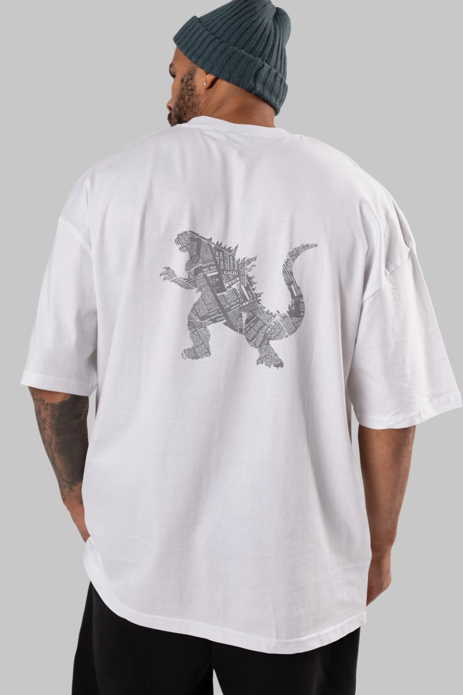 Kaiju Arka Baskılı Oversize t-shirt %100 pamuk Erkek Kadın Unisex
