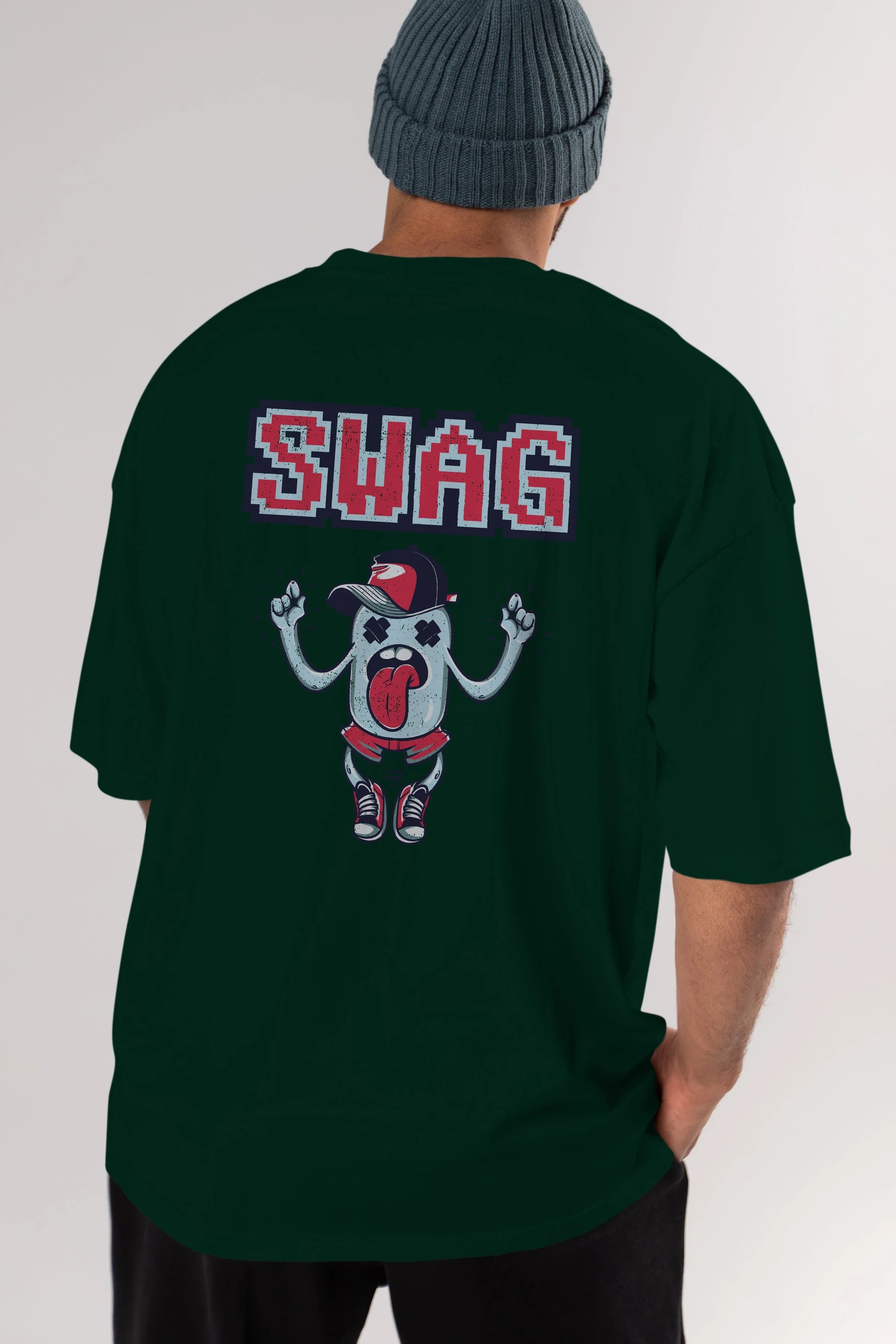 Swag Arka Baskılı Oversize t-shirt Erkek Kadın Unisex