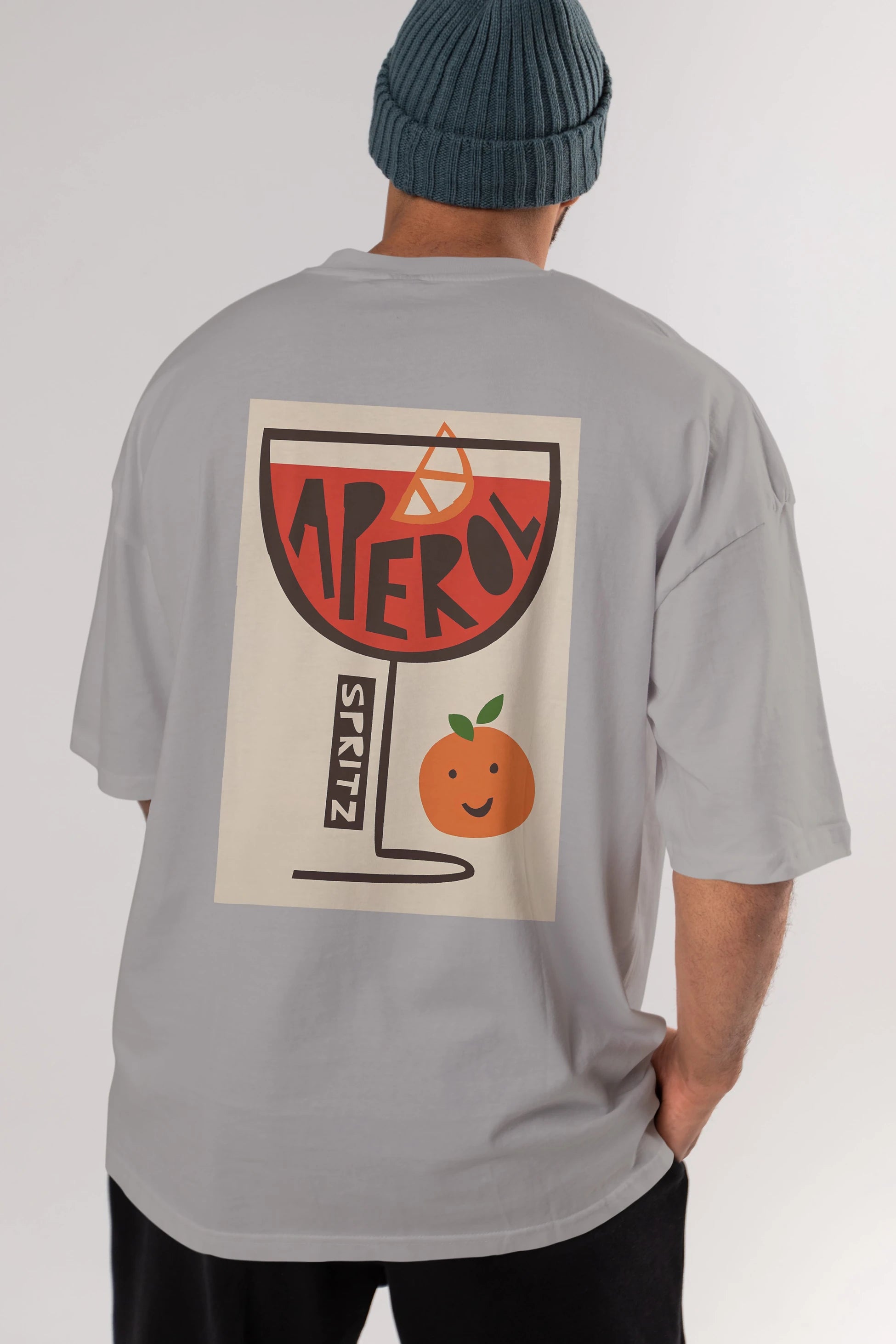 Aperol Spritz 9 Arka Baskılı Oversize t-shirt Erkek Kadın Unisex %100 Pamuk Bisiklet Yaka tişort