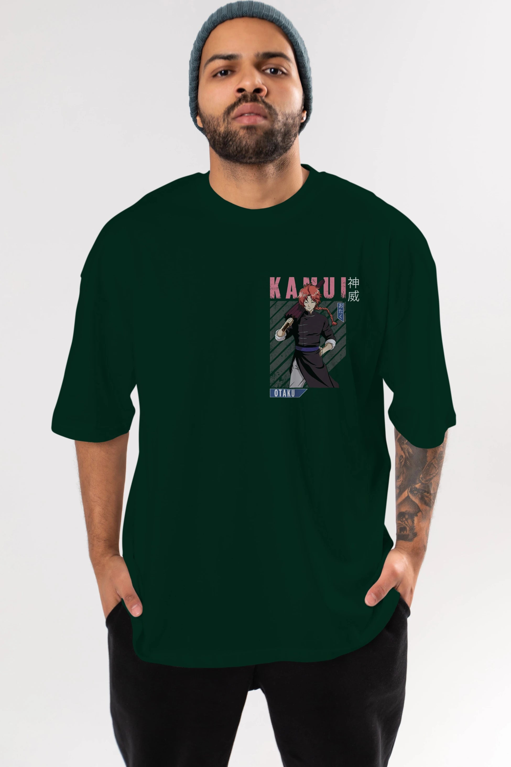 Kamui GINTAMA 1 Ön Sol Baskılı Oversize t-shirt Erkek Kadın Unisex %100 Pamuk Bisiklet Yaka tişort