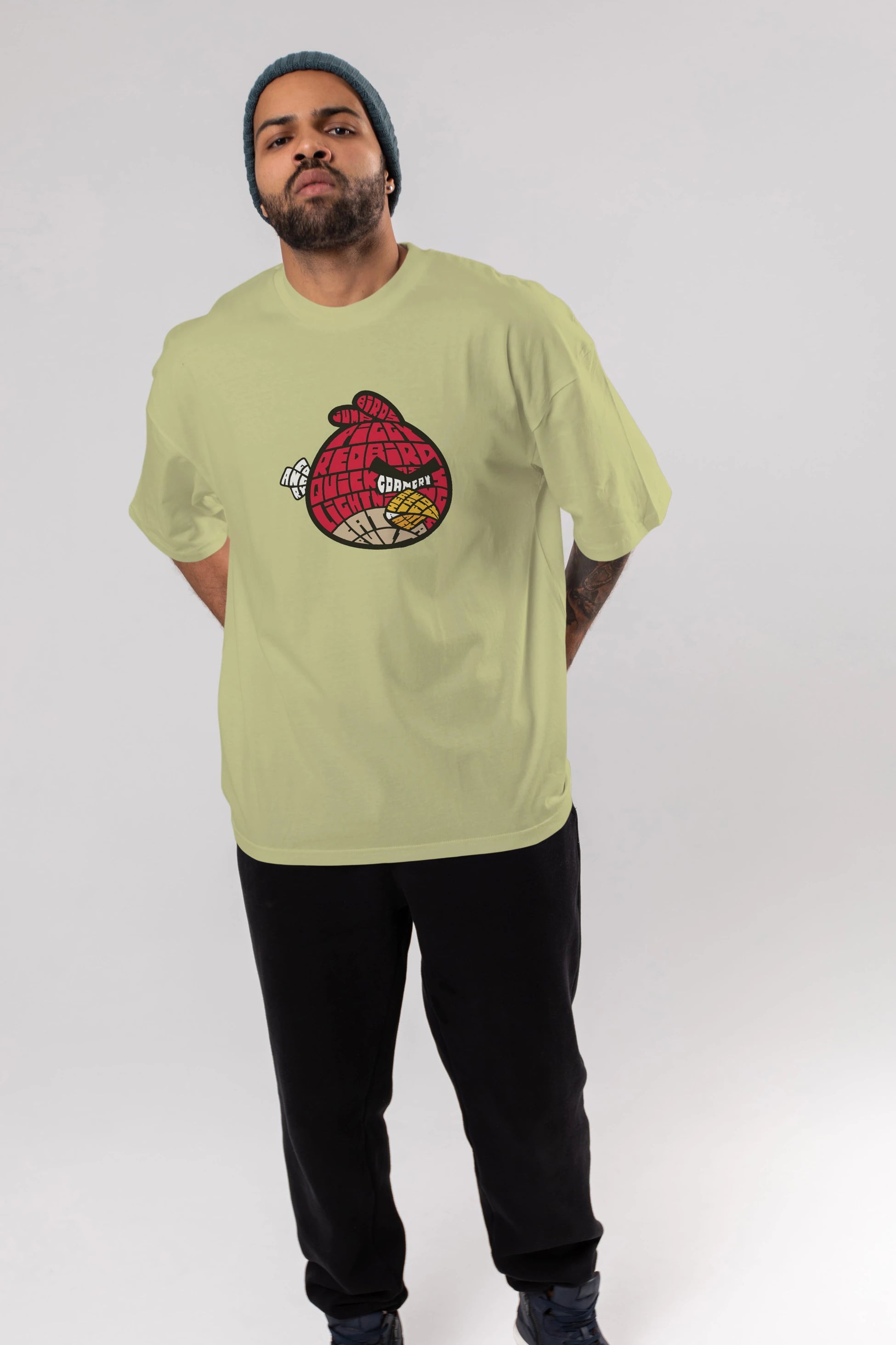 Bird With Anger Ön Baskılı Oversize t-shirt %100 pamuk Erkek Kadın Unisex