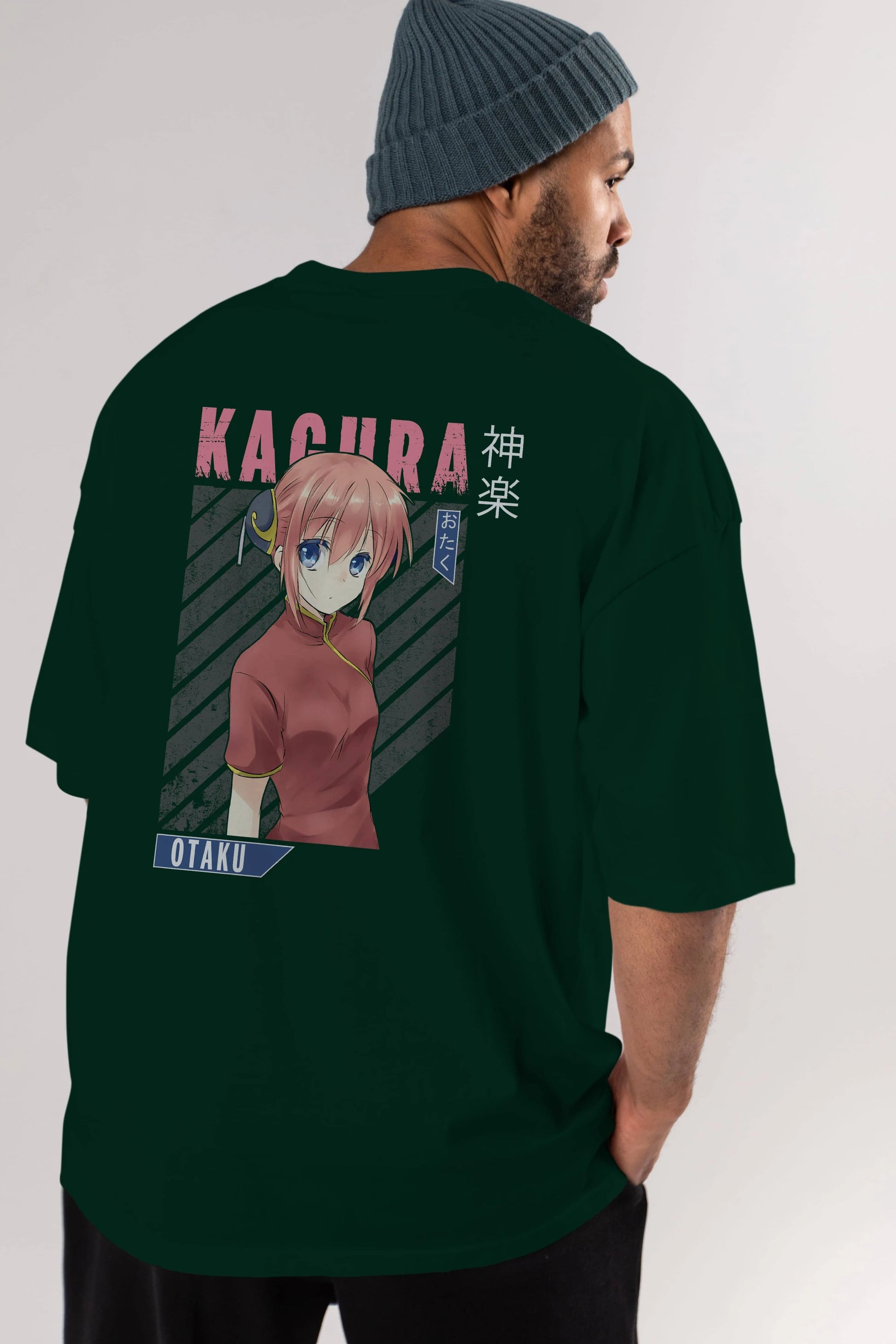 Kagura GINTAMA Anime Arka Baskılı Oversize t-shirt Erkek Kadın Unisex