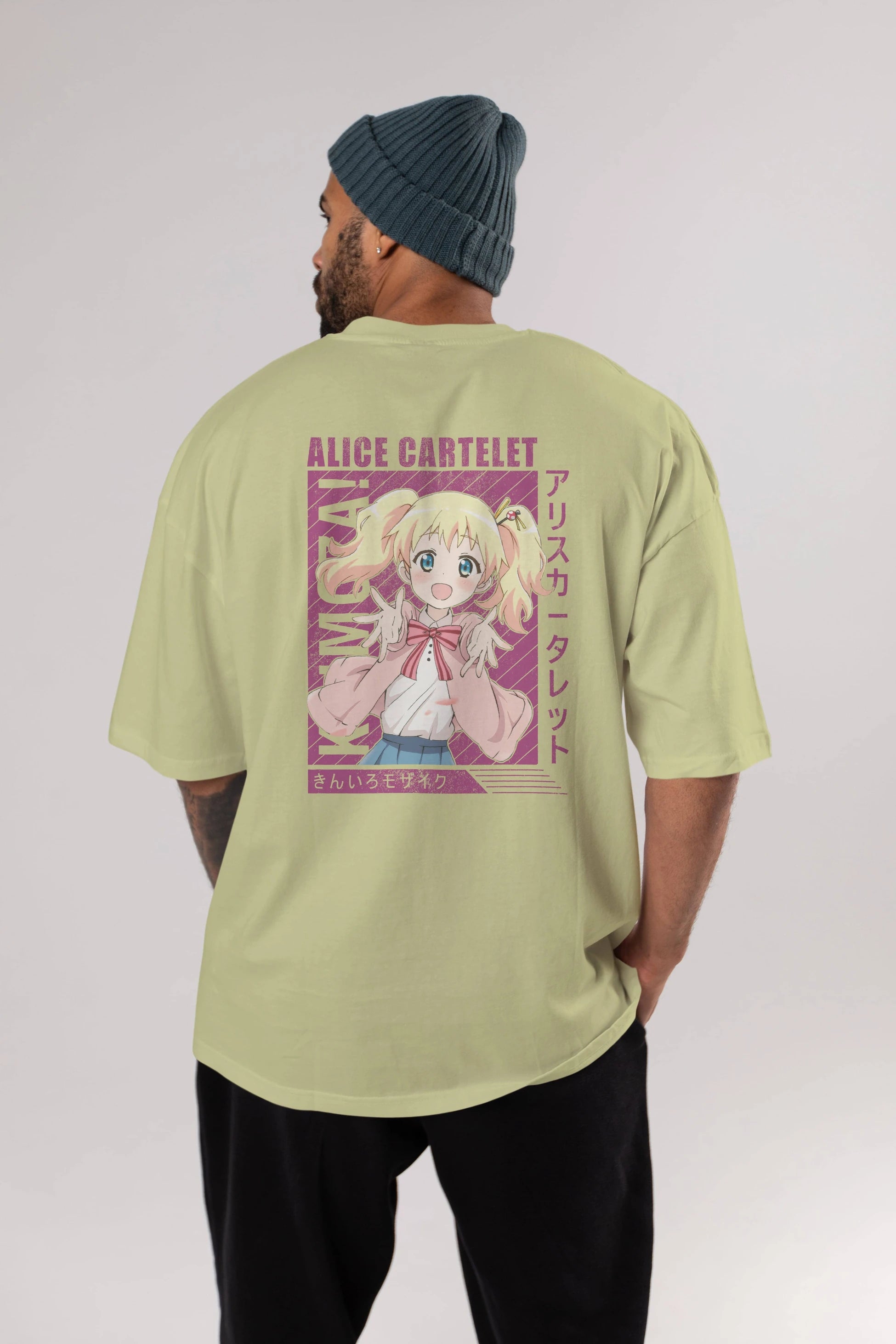 Alice Cartelet 12 Anime Arka Baskılı Oversize t-shirt Erkek Kadın Unisex