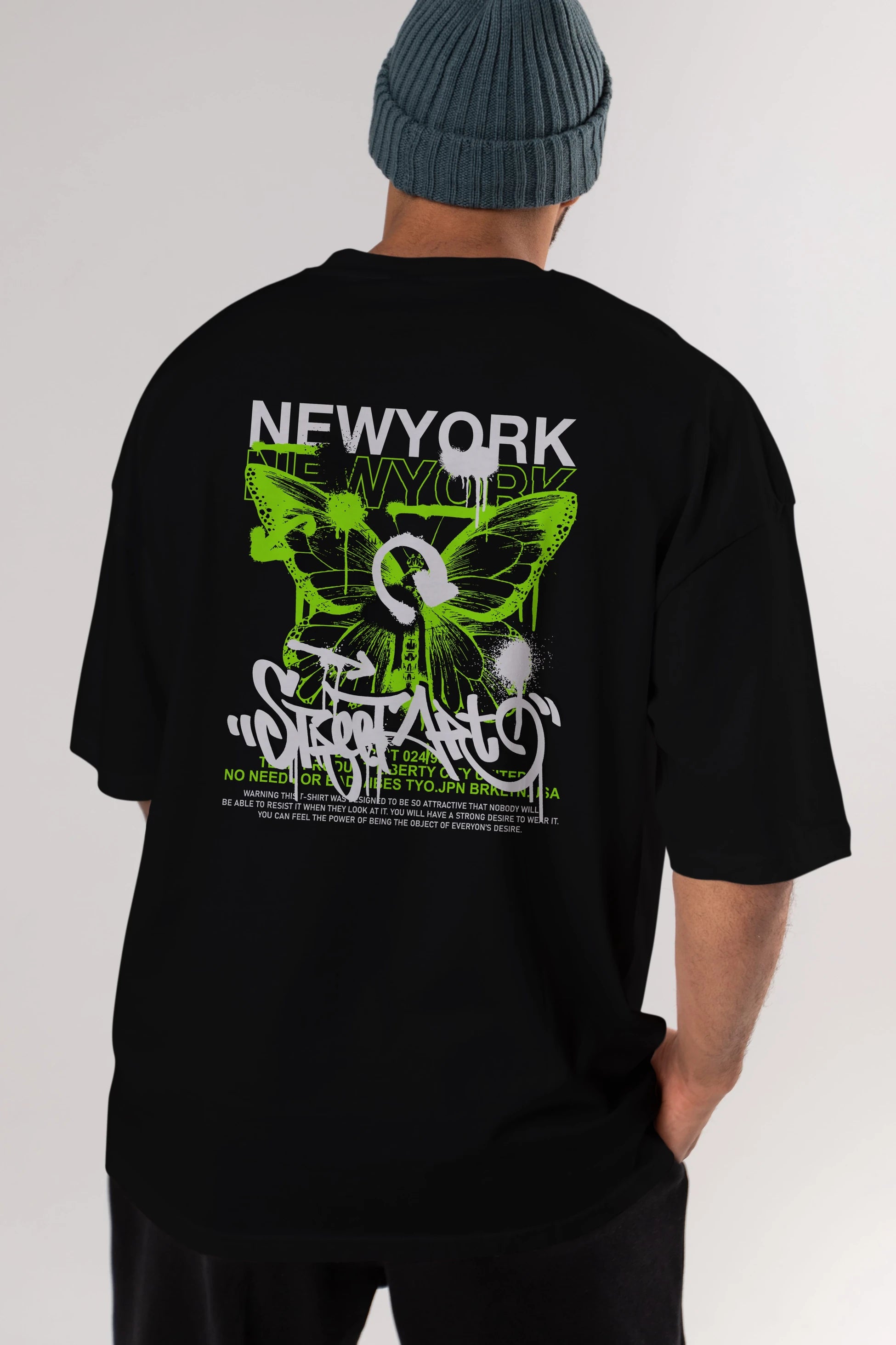 New York Street Style Arka Baskılı Oversize t-shirt Erkek Kadın Unisex