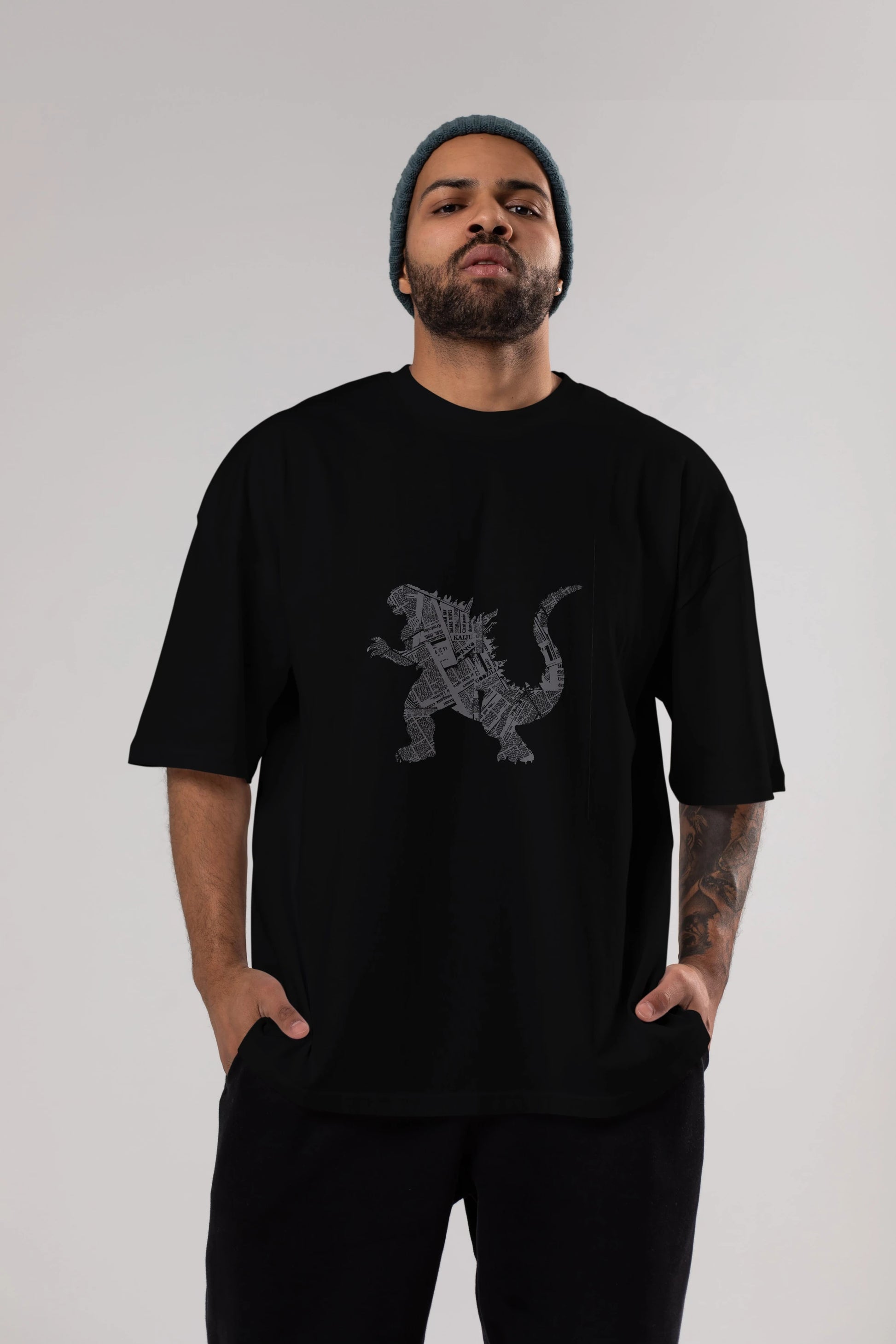 Kaiju Ön Baskılı Oversize t-shirt %100 pamuk Erkek Kadın Unisex