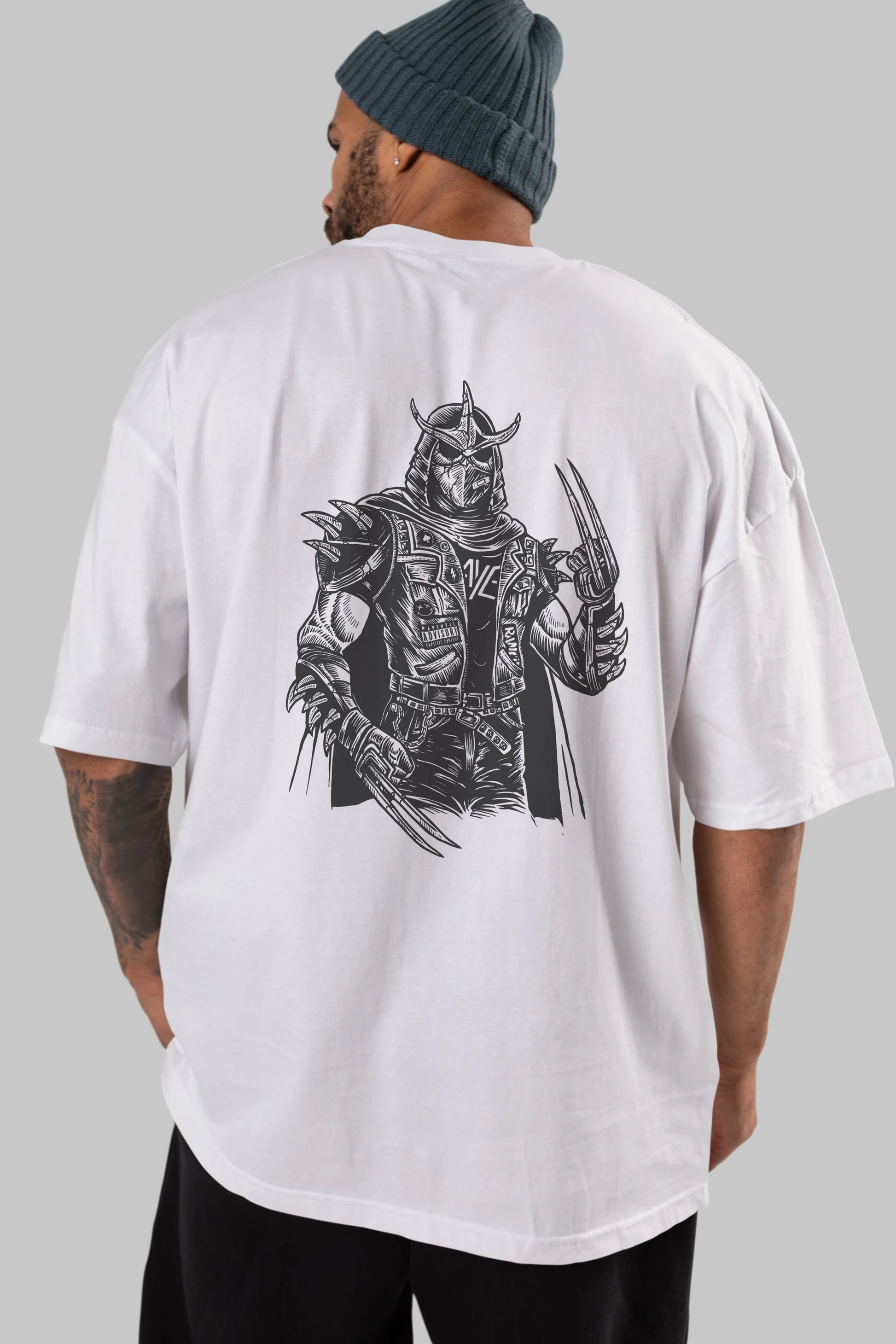 Shredder Punk Arka Baskılı Oversize t-shirt Erkek Kadın Unisex %100 Pamuk