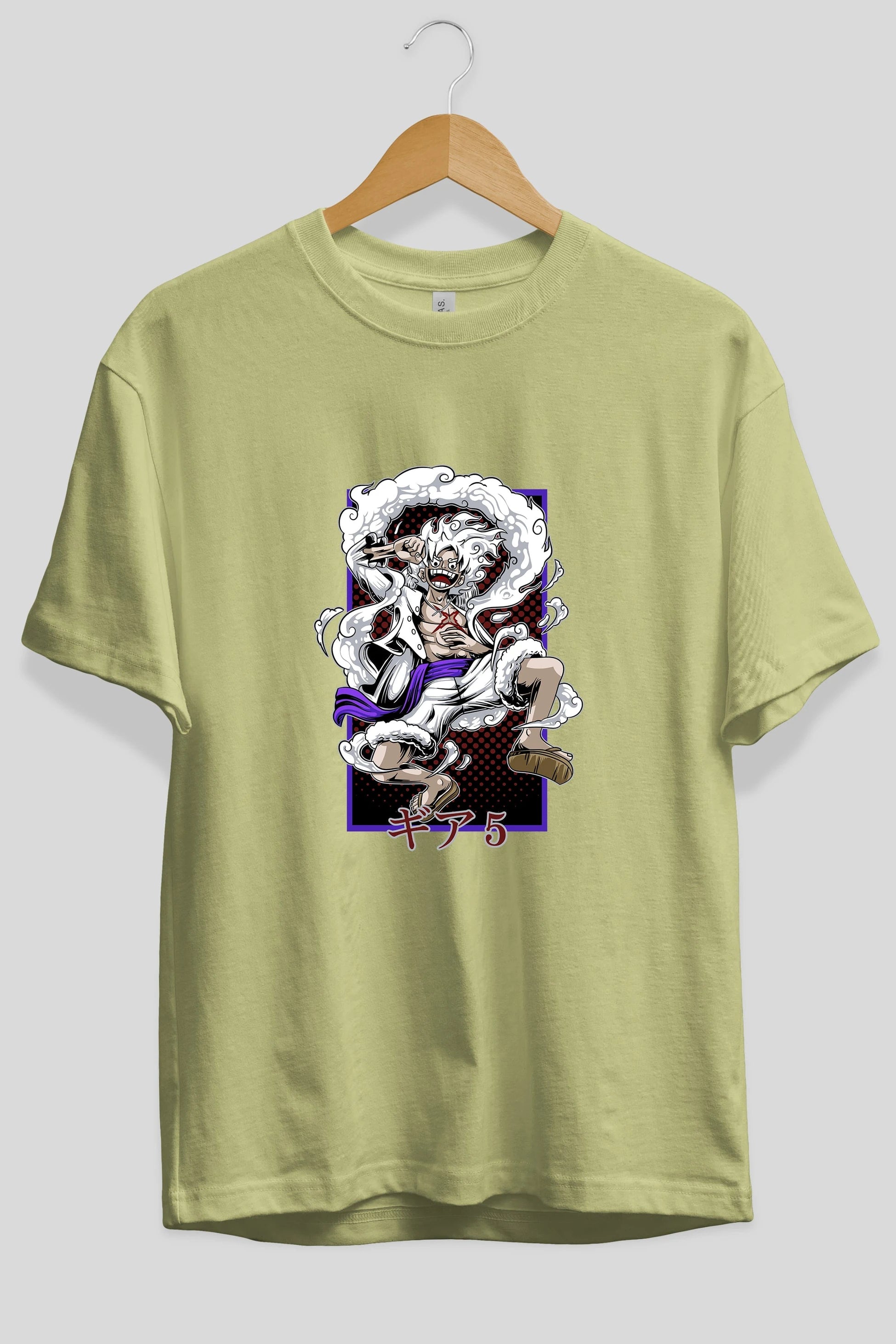 MONKEY D. LUFFY GEAR5 Anime Ön Baskılı Oversize t-shirt %100 pamuk Erkek Kadın Unisex
