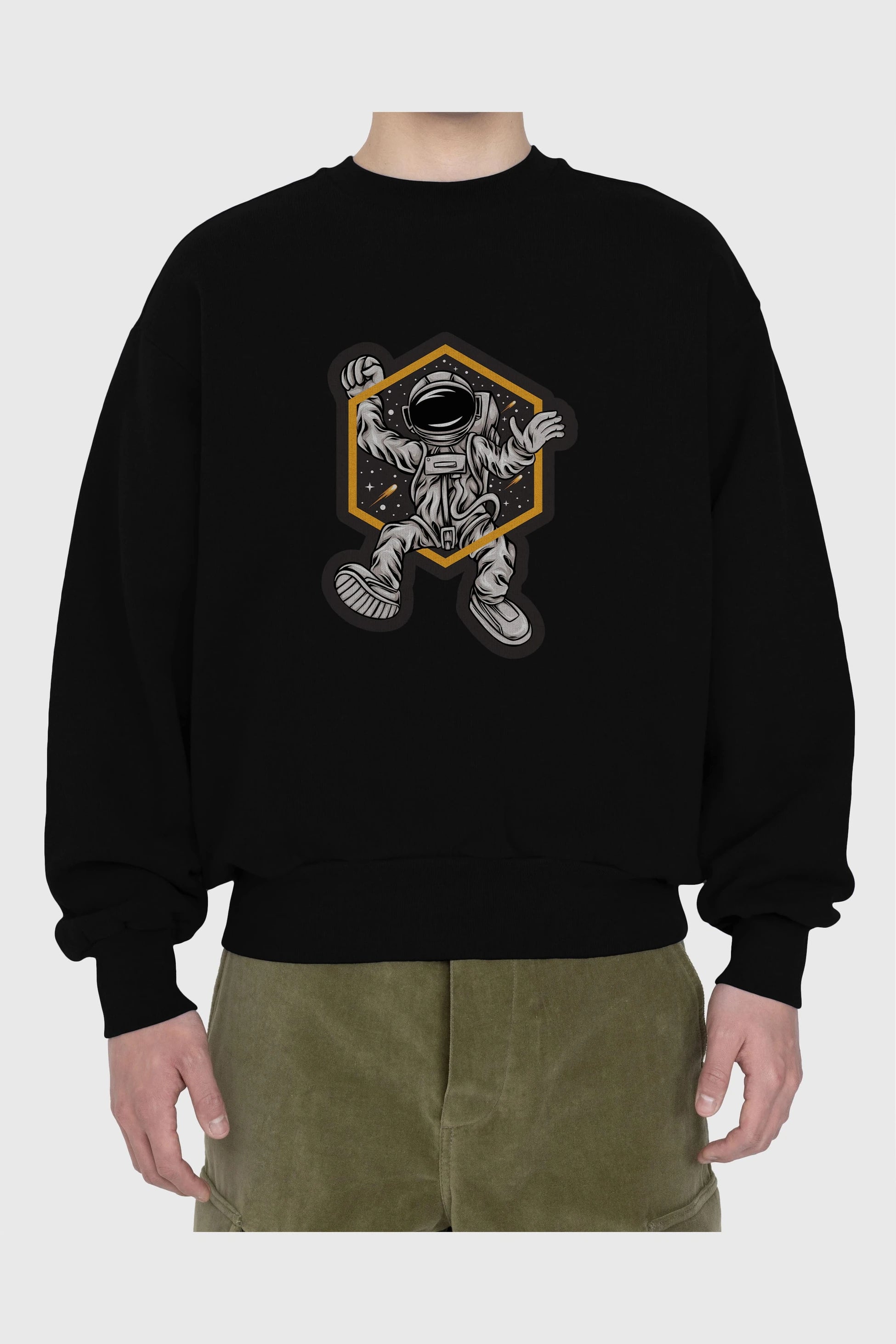 Astrofun Sticker Ön Baskılı Oversize Sweatshirt Erkek Kadın Unisex