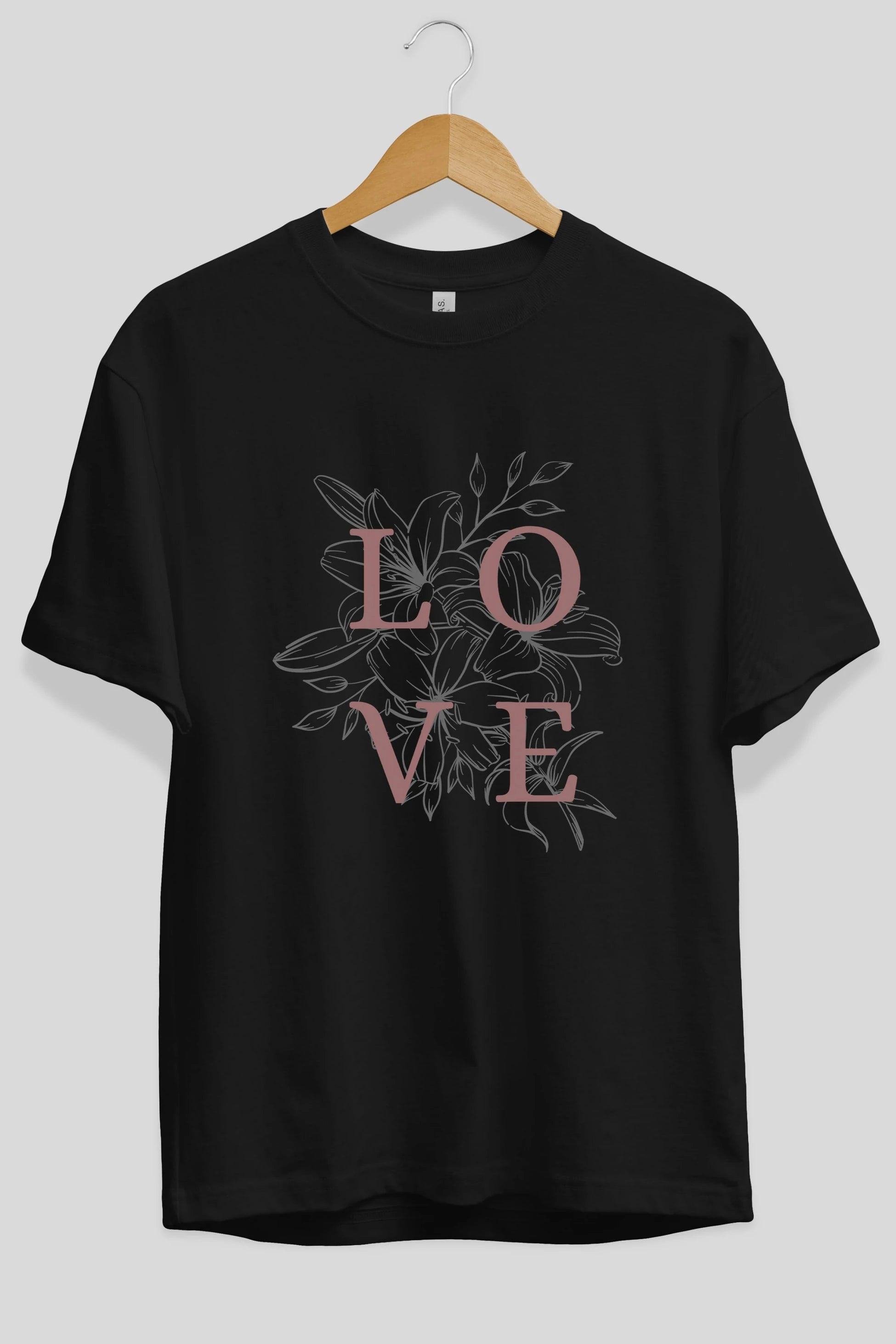 Love Yazılı Ön Baskılı Oversize t-shirt Erkek Kadın Unisex