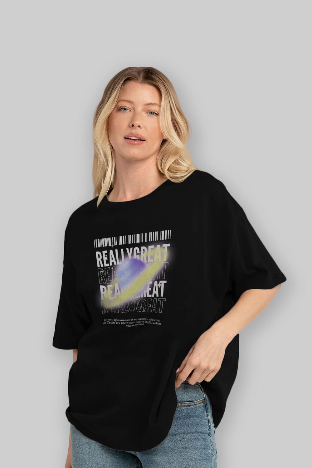 Really Great 2 Yazılı Ön Baskılı Oversize t-shirt Erkek Kadın Unisex
