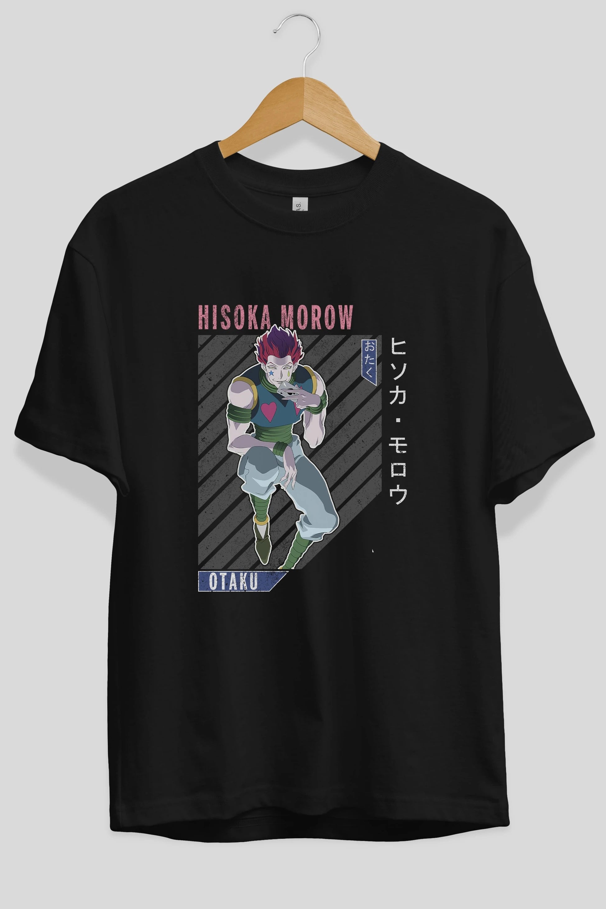 Hisoka Morow 2 2 Anime Ön Baskılı Oversize t-shirt %100 pamuk Erkek Kadın Unisex
