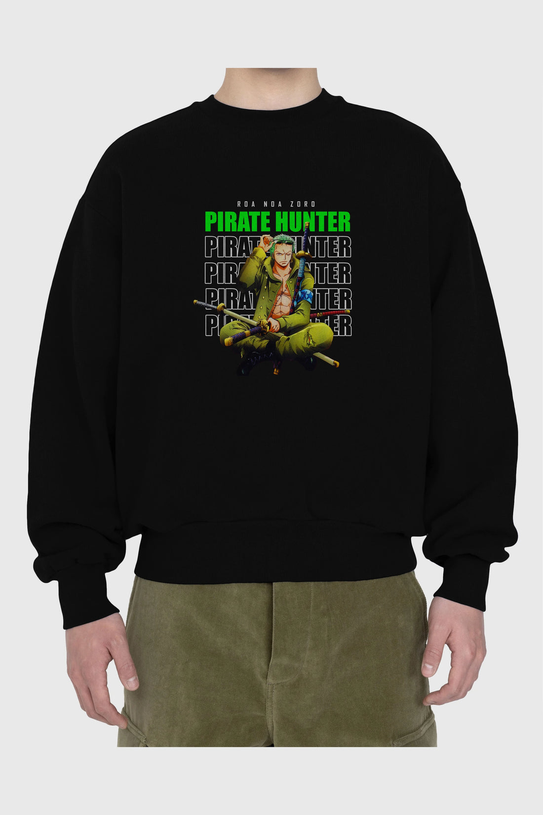 Roronoa Zoro 4 Ön Baskılı Anime Oversize Sweatshirt Erkek Kadın Unisex