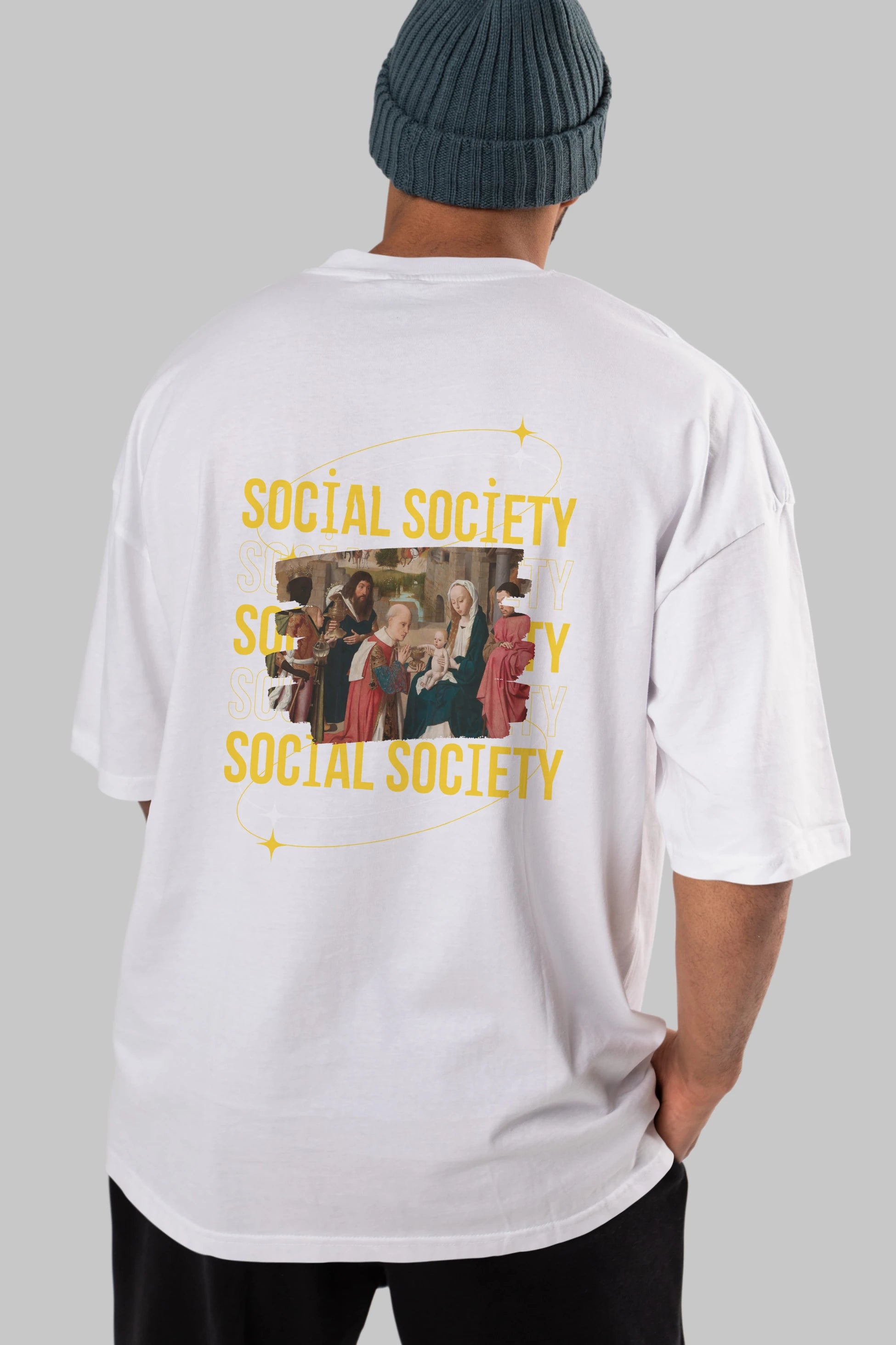 Social Society Yazılı Arka Baskılı Oversize t-shirt Erkek Kadın Unisex