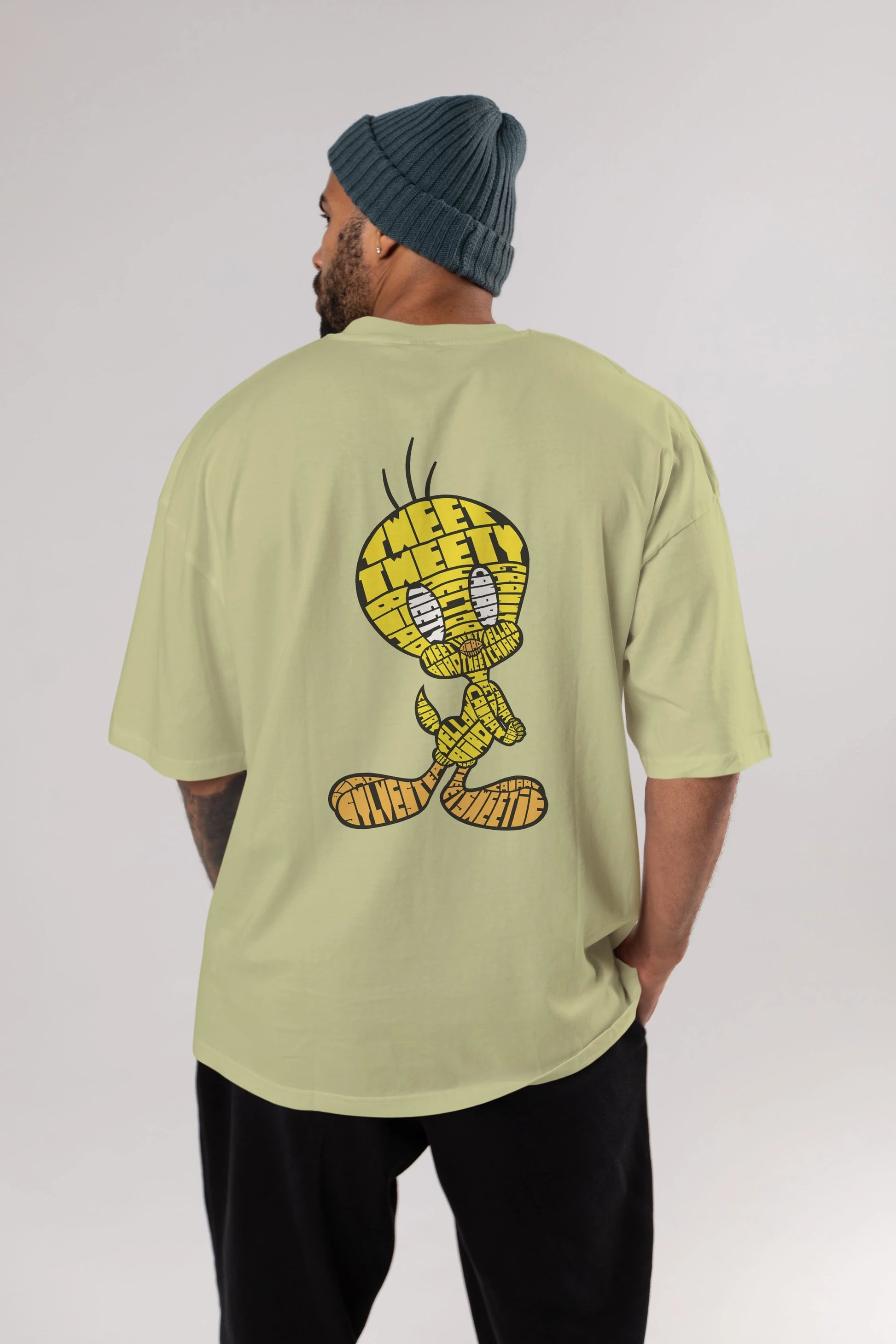 Tweety Arka Baskılı Oversize t-shirt %100 pamuk Erkek Kadın Unisex