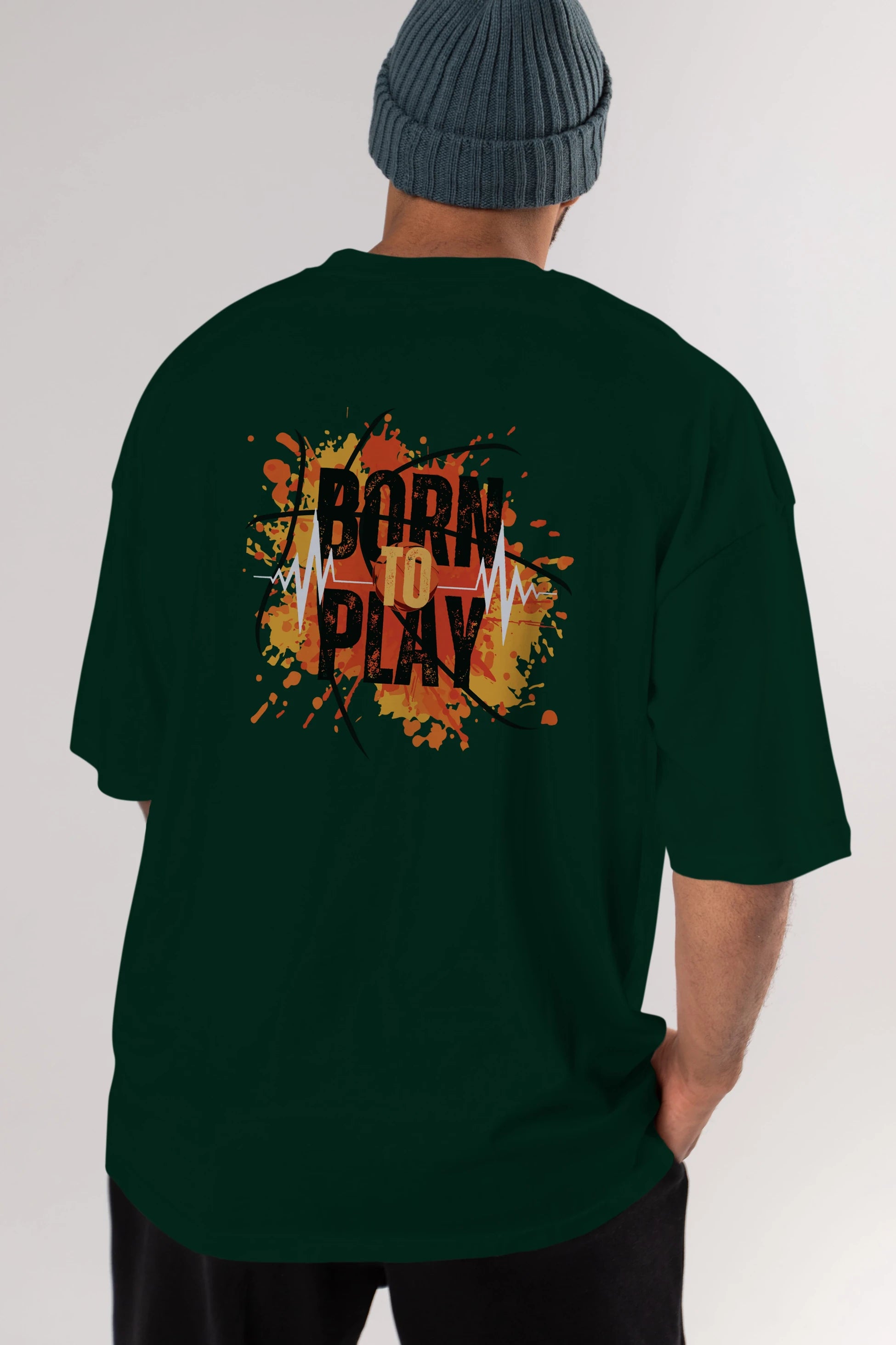 Born to Play Yazılı Arka Baskılı Oversize t-shirt Erkek Kadın Unisex