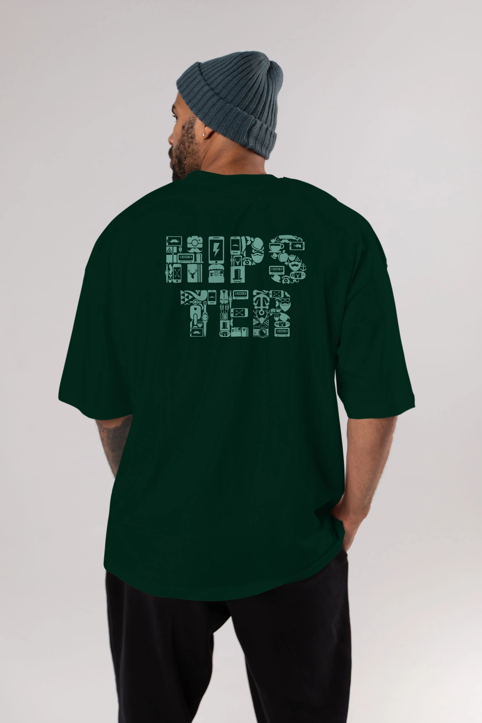 HIPSTER Arka Baskılı Oversize t-shirt %100 pamuk Erkek Kadın Unisex
