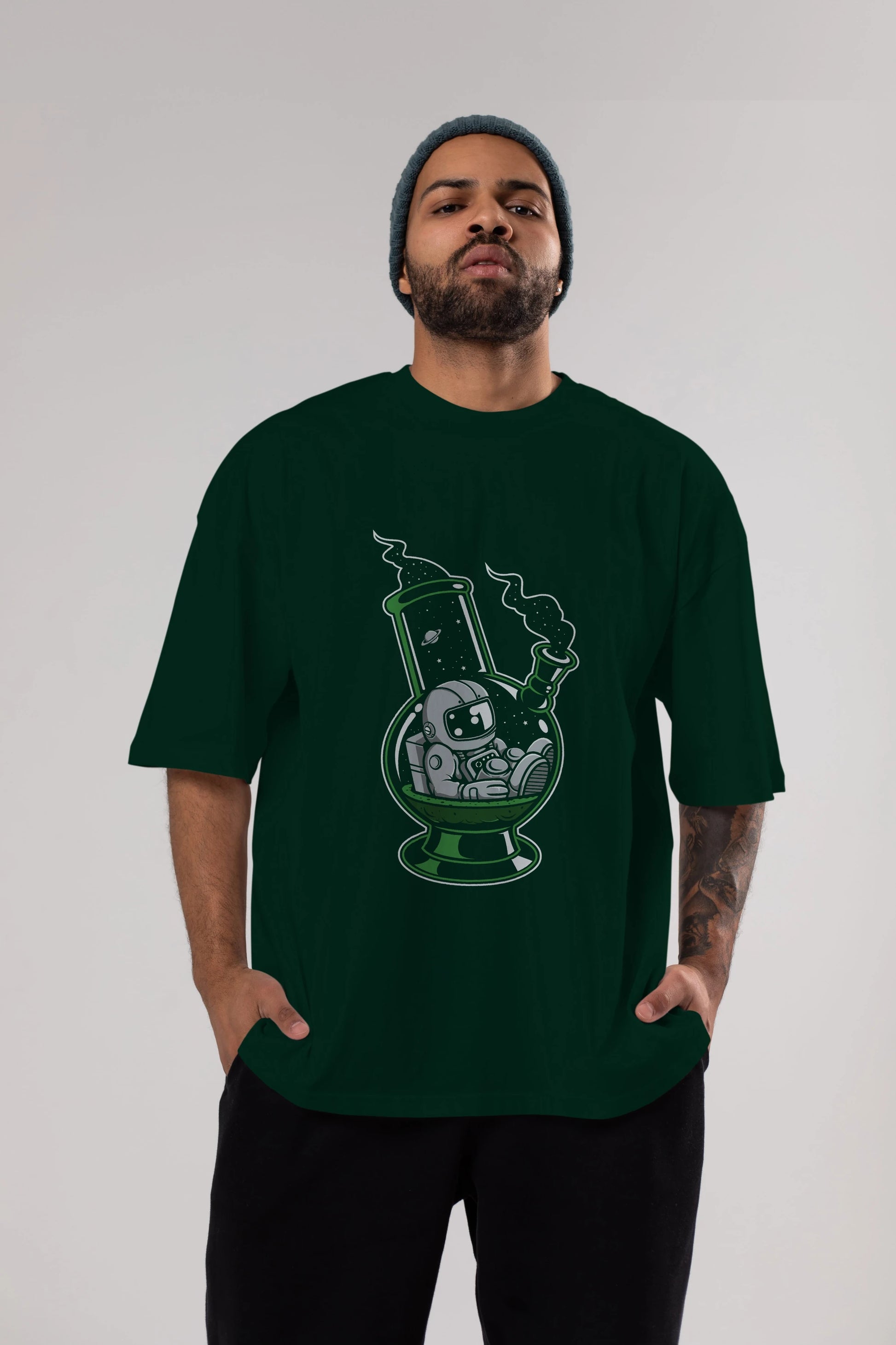 Astronaut Bong Ön Baskılı Oversize t-shirt Erkek Kadın Unisex