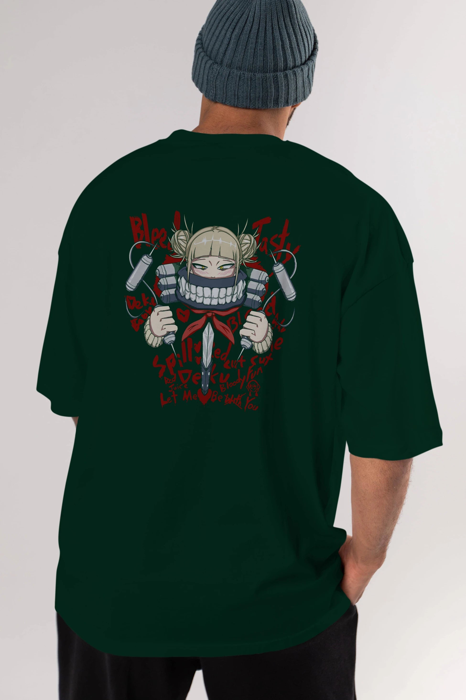 Himiko Toga 1 Anime Arka Baskılı Oversize t-shirt Erkek Kadın Unisex