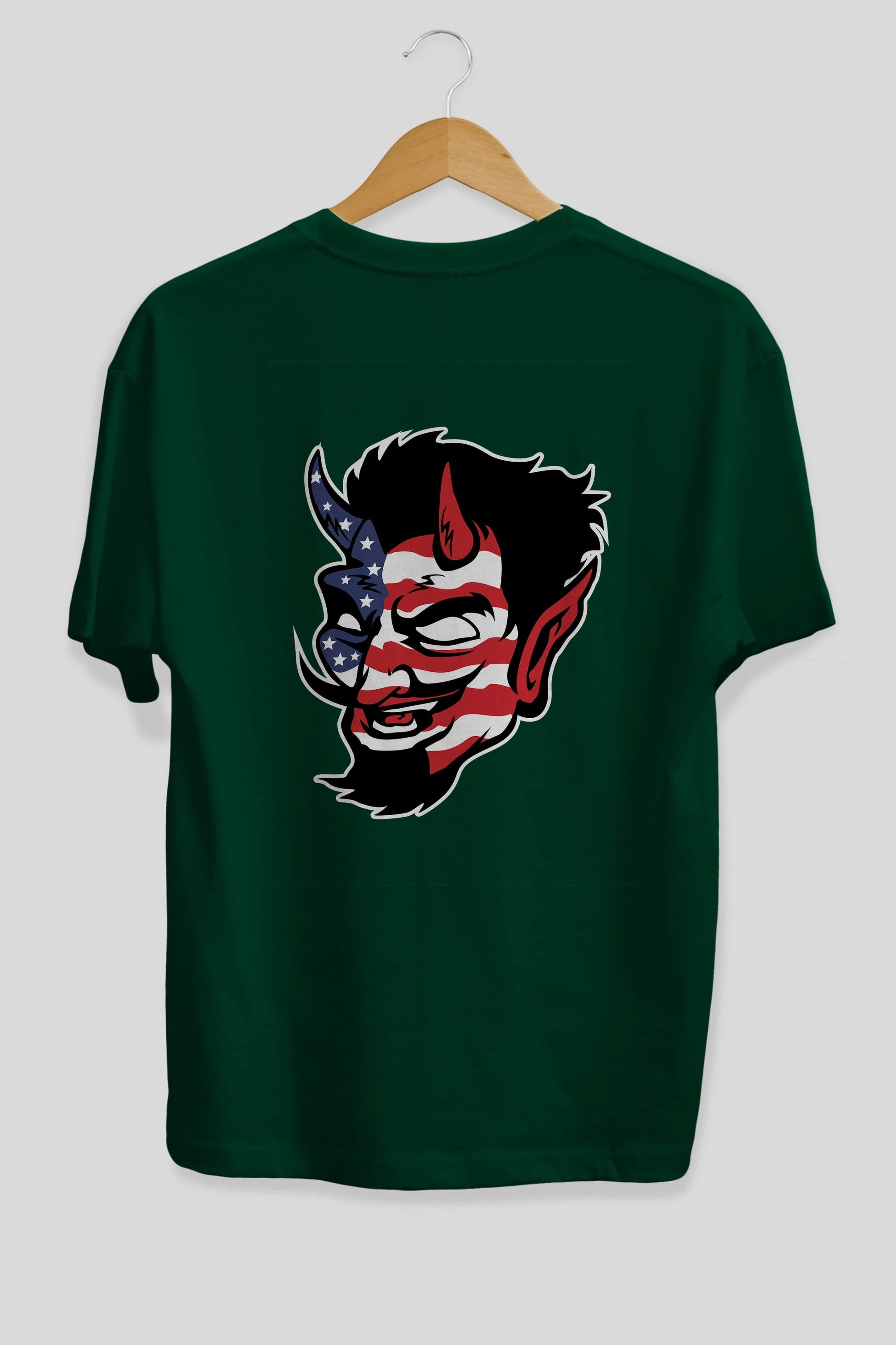 American Devil Arka Baskılı Oversize t-shirt Erkek Kadın Unisex %100 Pamuk tişort