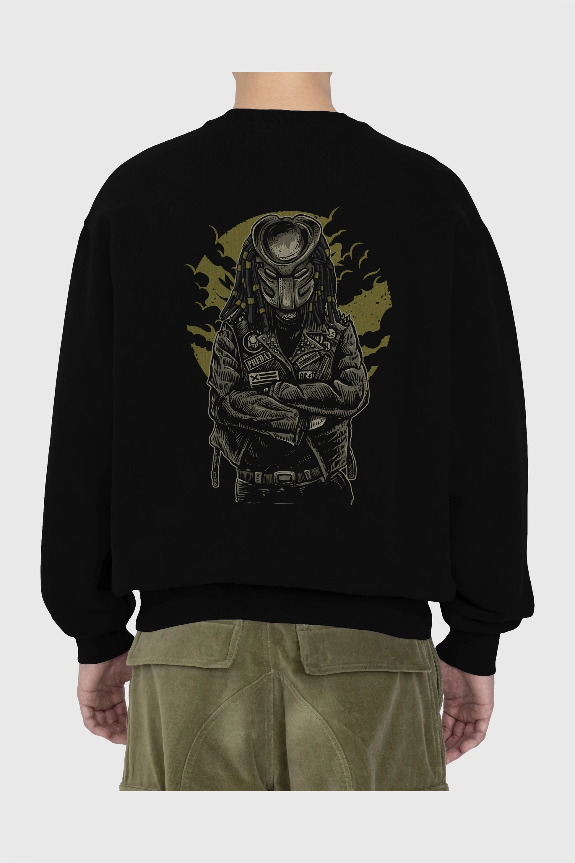 Predator Arka Baskılı Oversize Sweatshirt Erkek Kadın Unisex