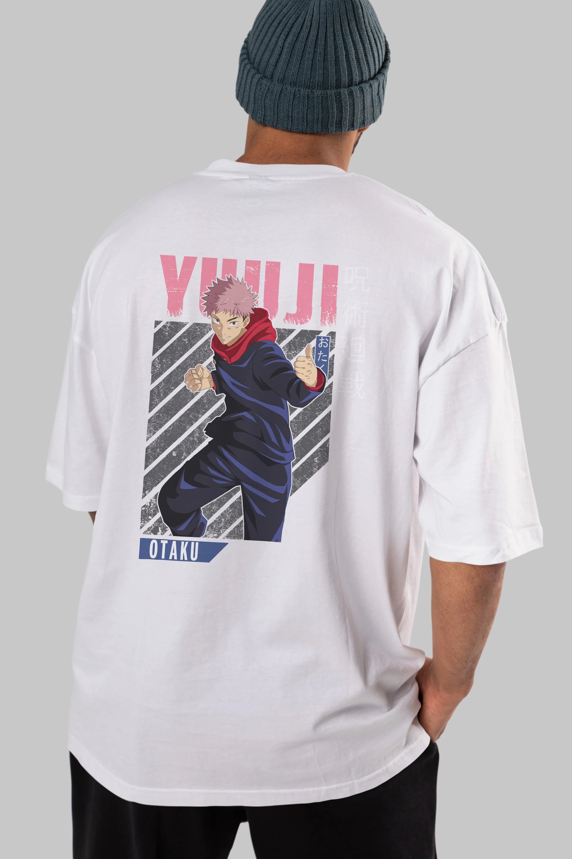 Yuuji Itadori Anime Arka Baskılı Oversize t-shirt Erkek Kadın Unisex