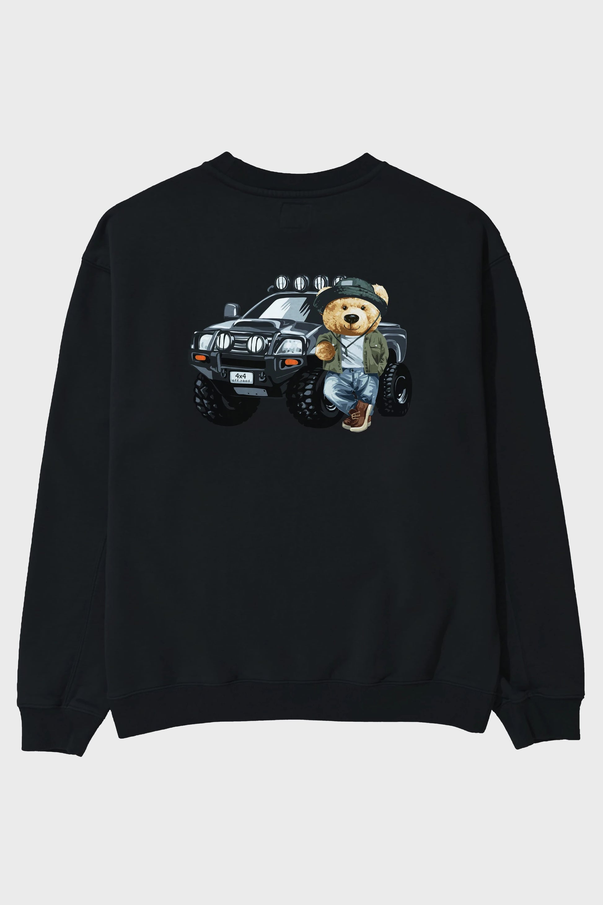 Teddy Bear Off Road Arka Baskılı Oversize Sweatshirt Erkek Kadın Unisex