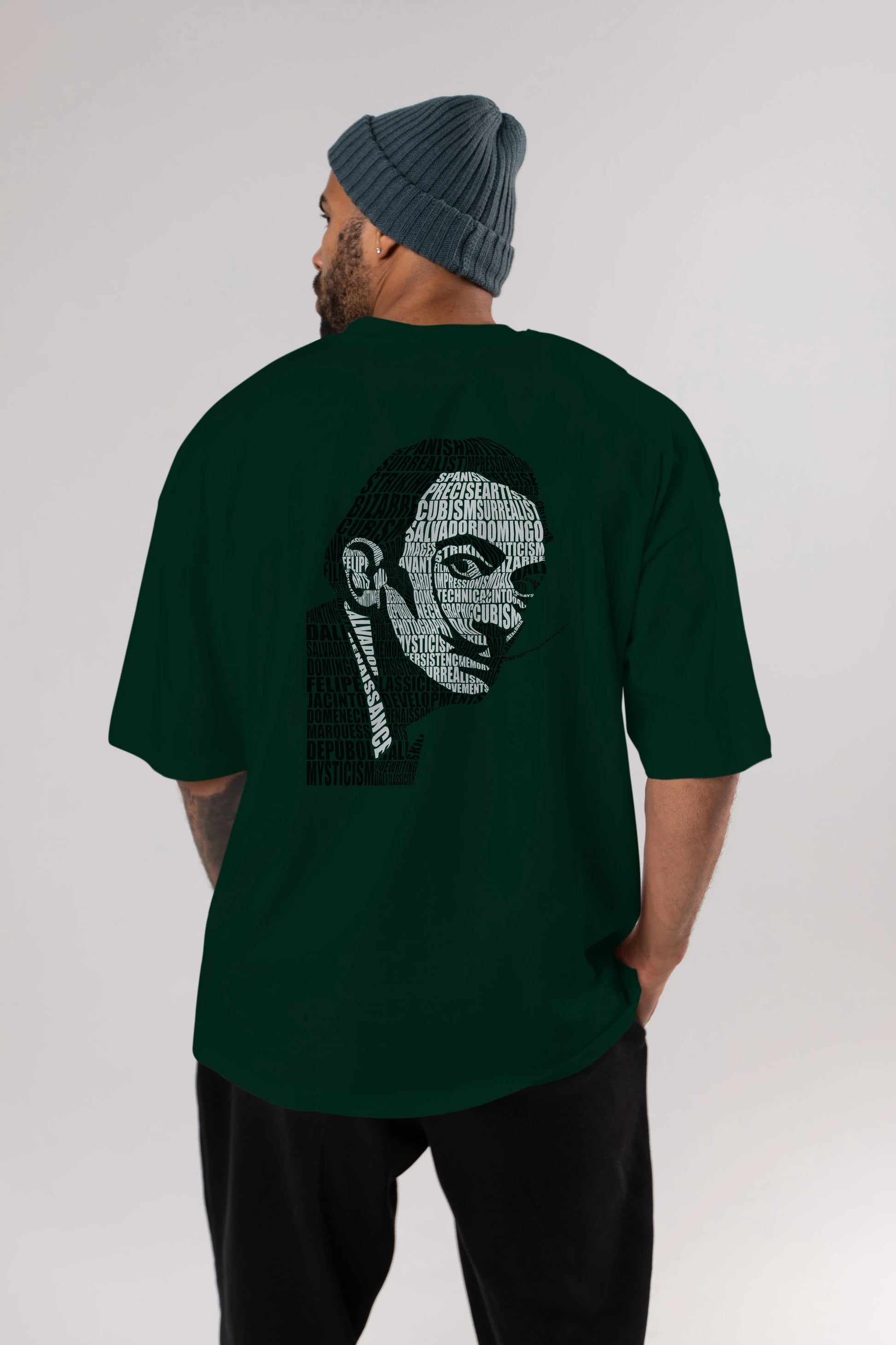 Salvador Dali Calligram Arka Baskılı Oversize t-shirt %100 pamuk Erkek Kadın Unisex
