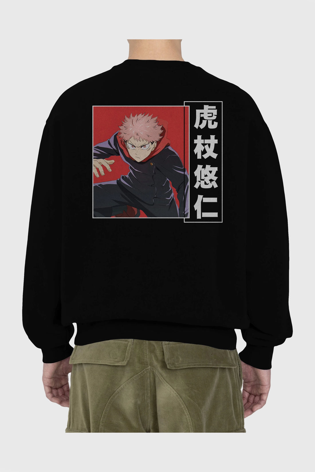 Yuuji Itadori 2 Anime Arka Baskılı Oversize Sweatshirt Erkek Kadın Unisex