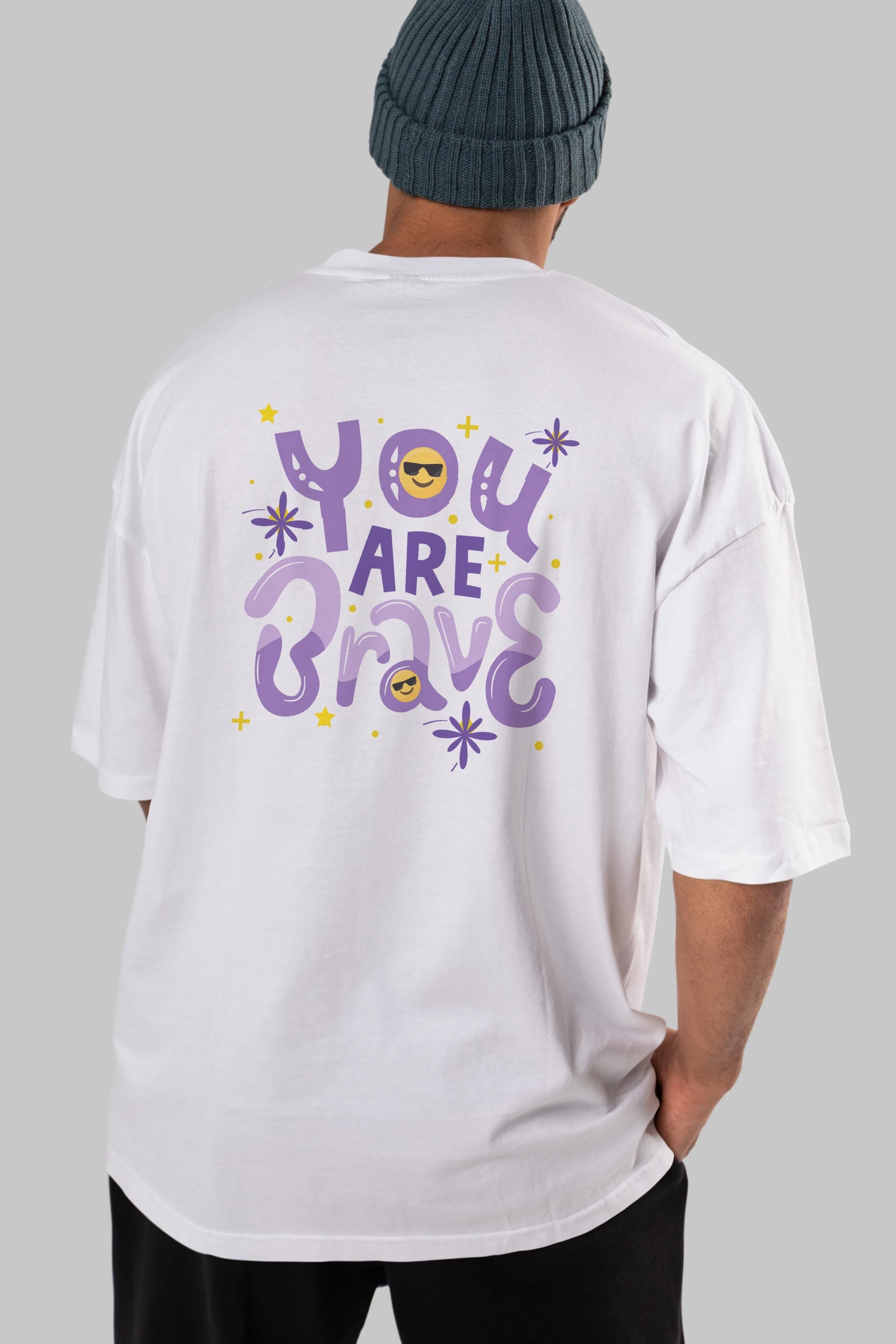 You Are Brave Yazılı Arka Baskılı Oversize t-shirt Erkek Kadın Unisex