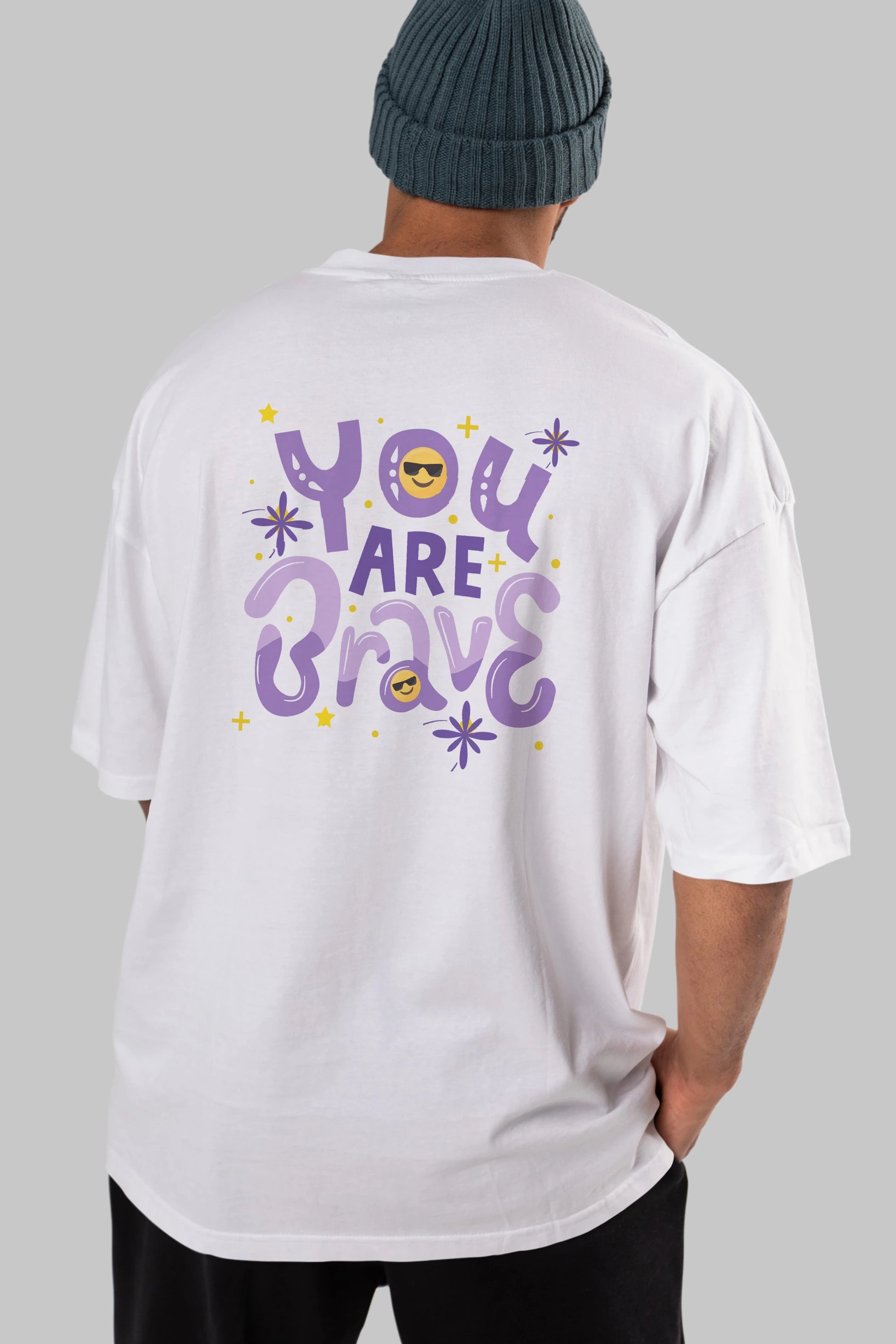You Are Brave Yazılı Arka Baskılı Oversize t-shirt Erkek Kadın Unisex