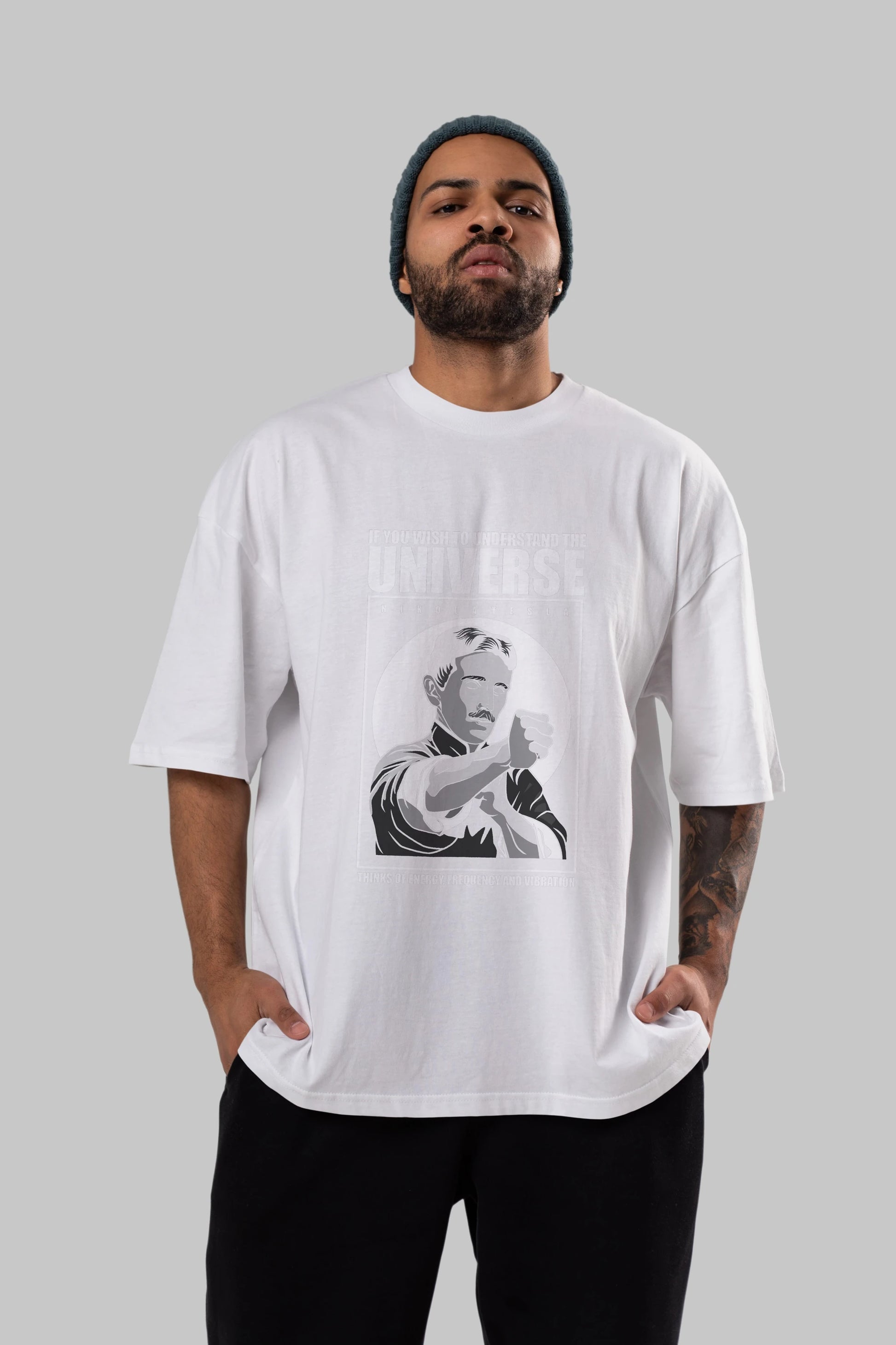 Nicola Tesla Ip Man Ön Baskılı Oversize t-shirt Erkek Kadın Unisex %100 Pamuk tişort