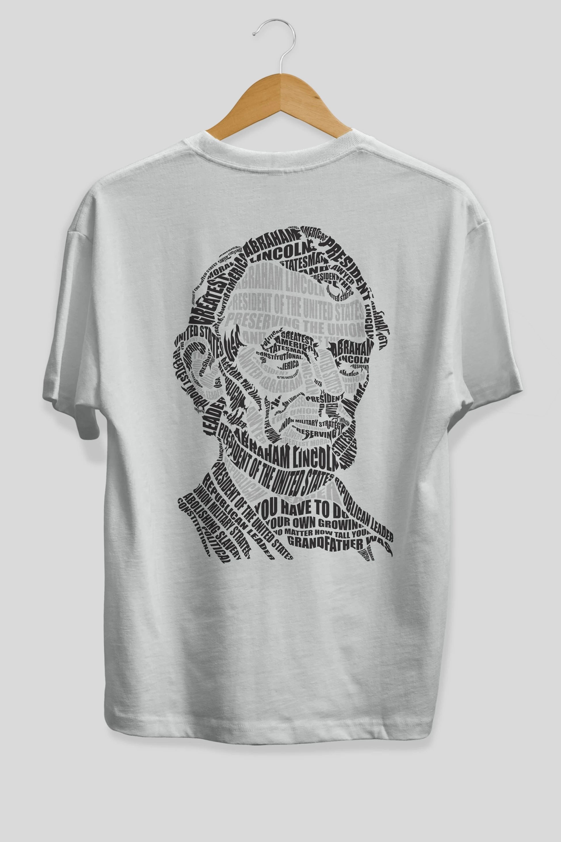 Abraham Lincoln Calligram Arka Baskılı Oversize t-shirt %100 pamuk Erkek Kadın Unisex