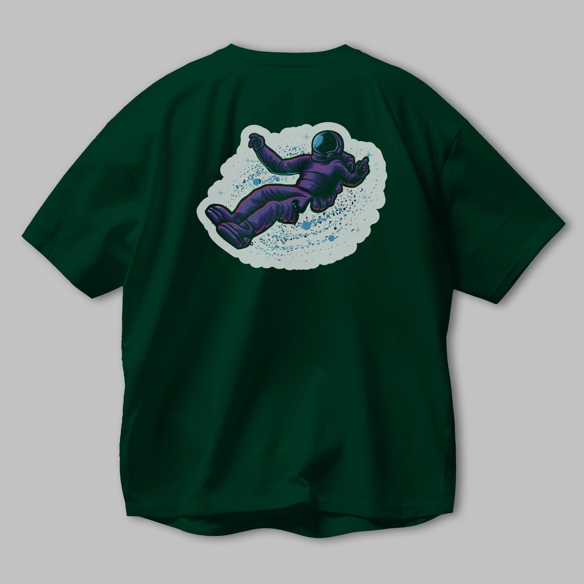 Having fun in outer space sticker Arka Baskılı Oversize t-shirt Erkek Kadın Unisex