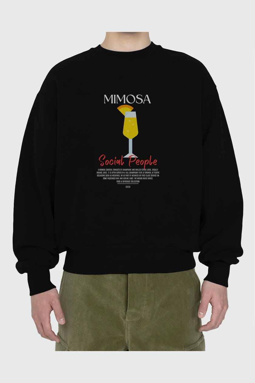 Mimosa ön Baskılı Oversize Sweatshirt Erkek Kadın Unisex