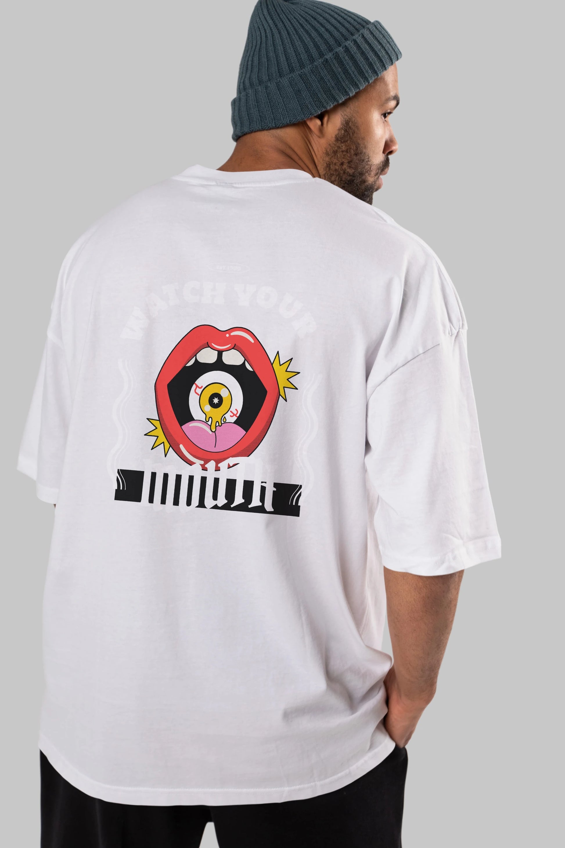 Watch Your Mouth Arka Baskılı Oversize t-shirt Erkek Kadın Unisex