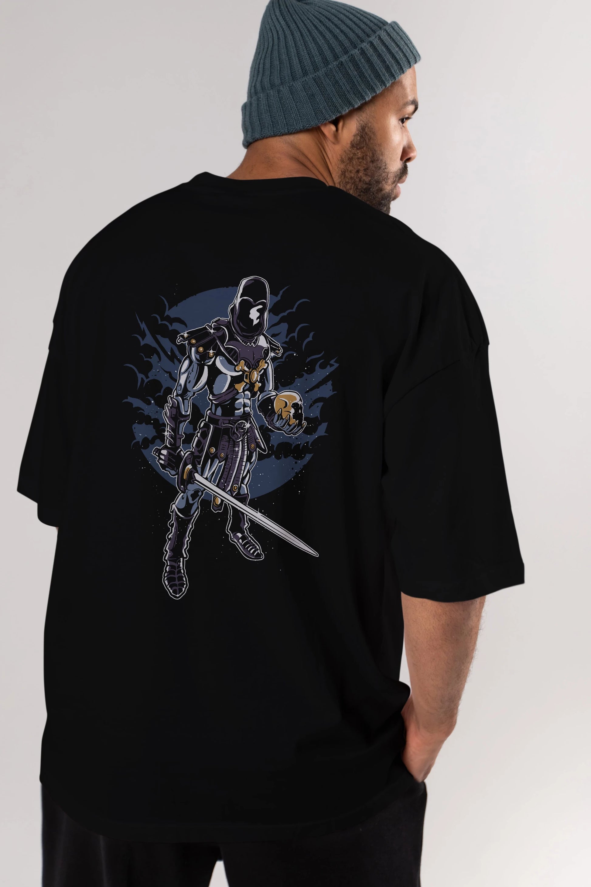 Skeleton King Arka Baskılı Oversize t-shirt Erkek Kadın Unisex %100 Pamuk