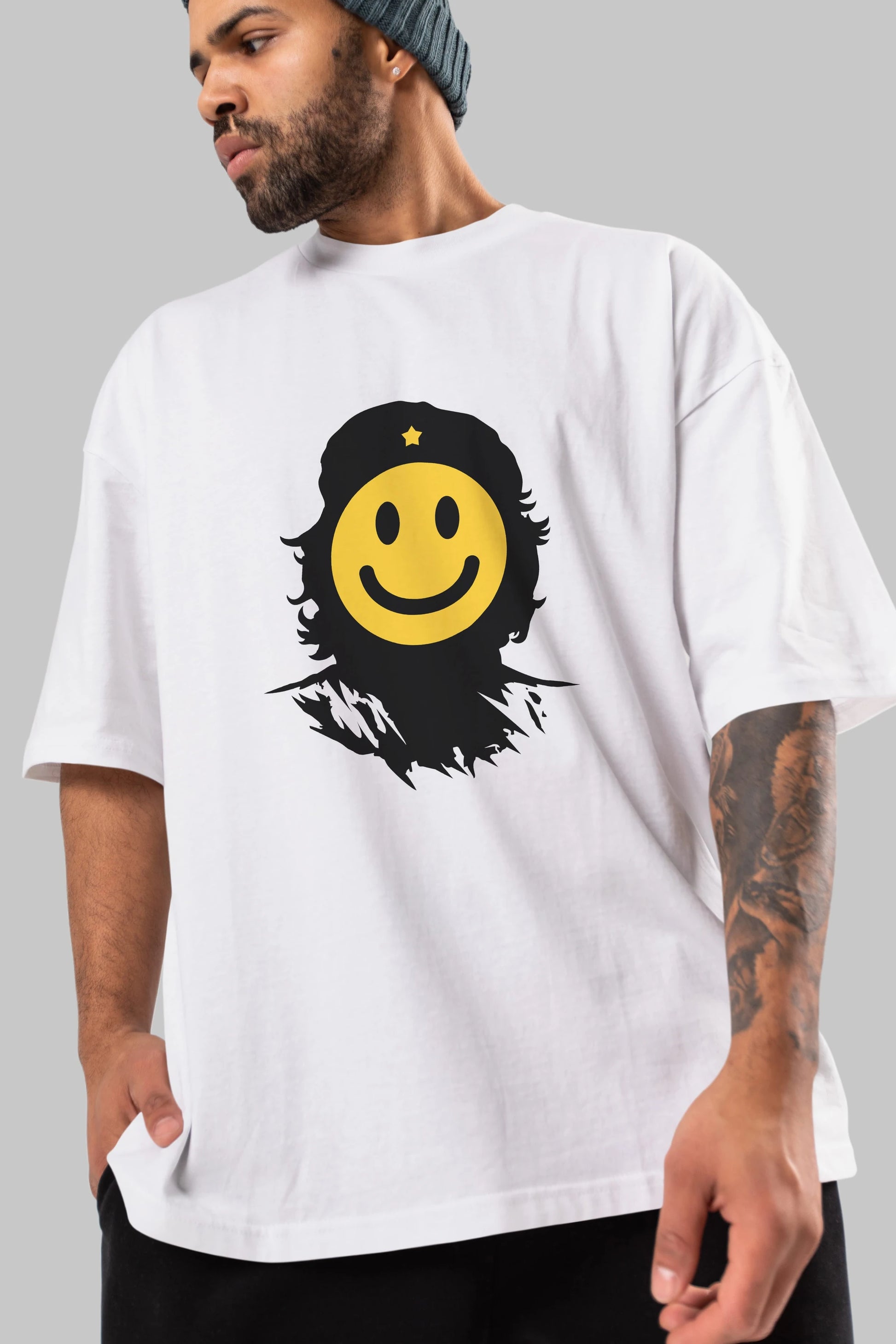 Che Smile Ön Baskılı Oversize t-shirt %100 pamuk Erkek Kadın Unisex