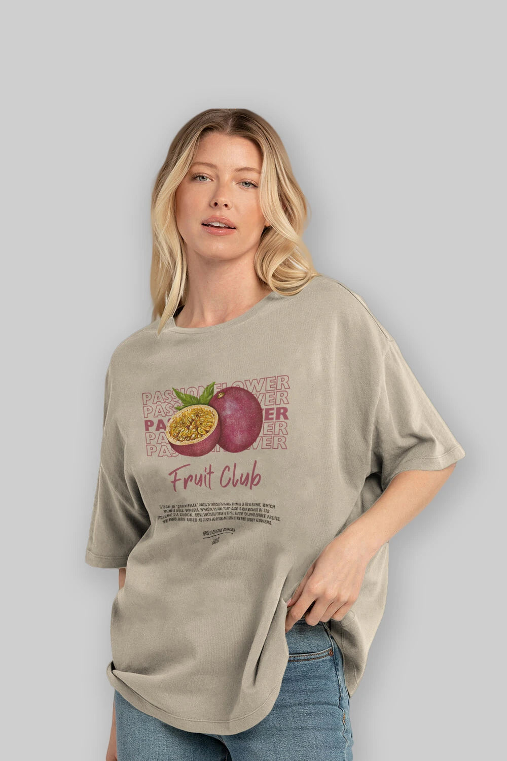 Passionflower Ön Baskılı Oversize t-shirt Erkek Kadın Pamuk Bisiklet Yaka tişort