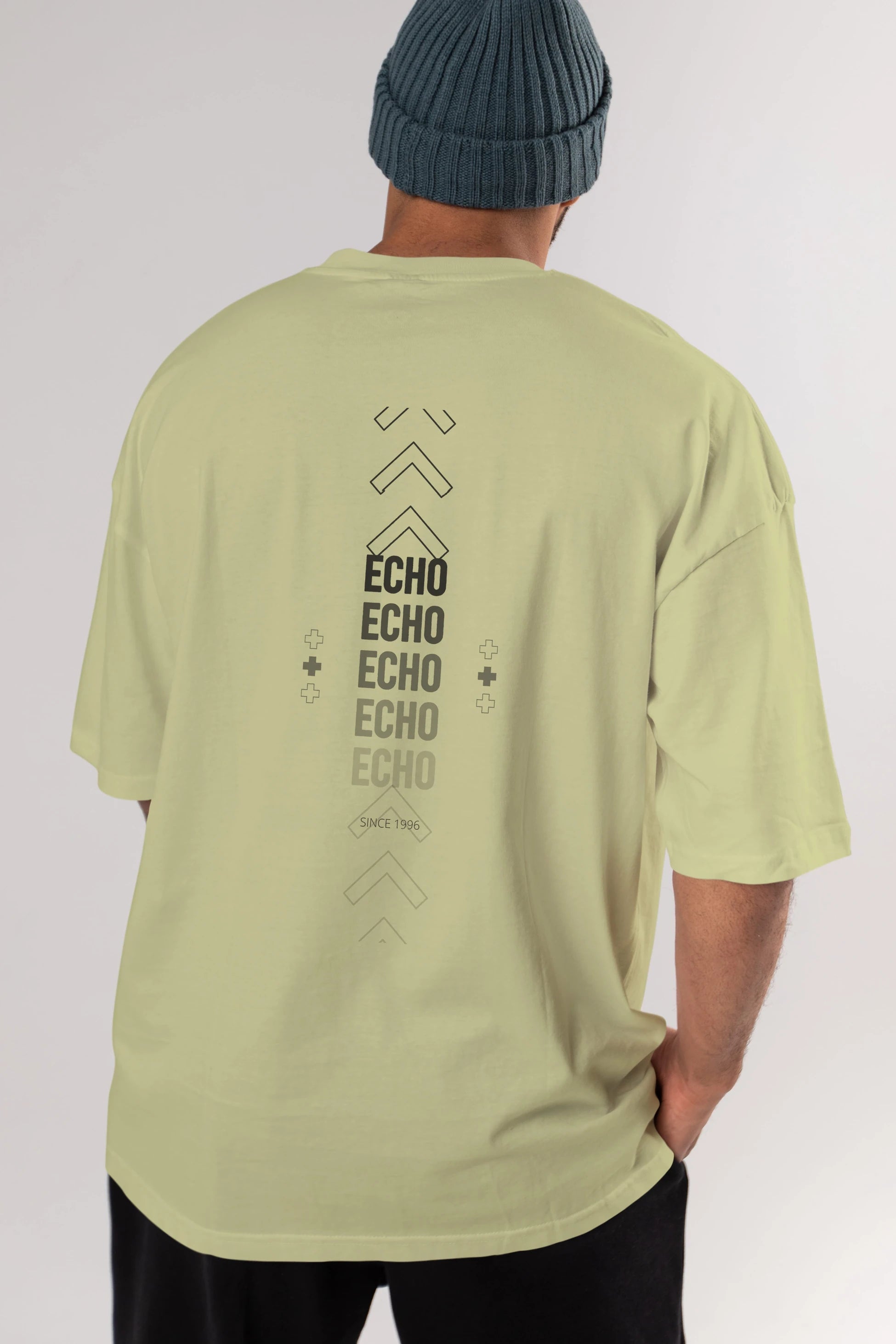 Echo Yazılı Arka Baskılı Oversize t-shirt Erkek Kadın Unisex