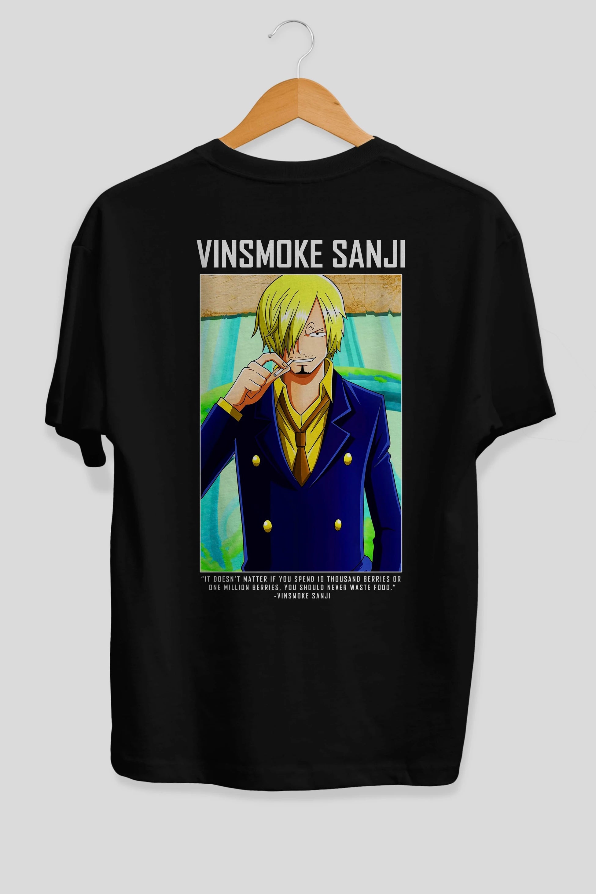Sanji 2 Anime Arka Baskılı Oversize t-shirt Erkek Kadın Unisex %100 pamuk tişort