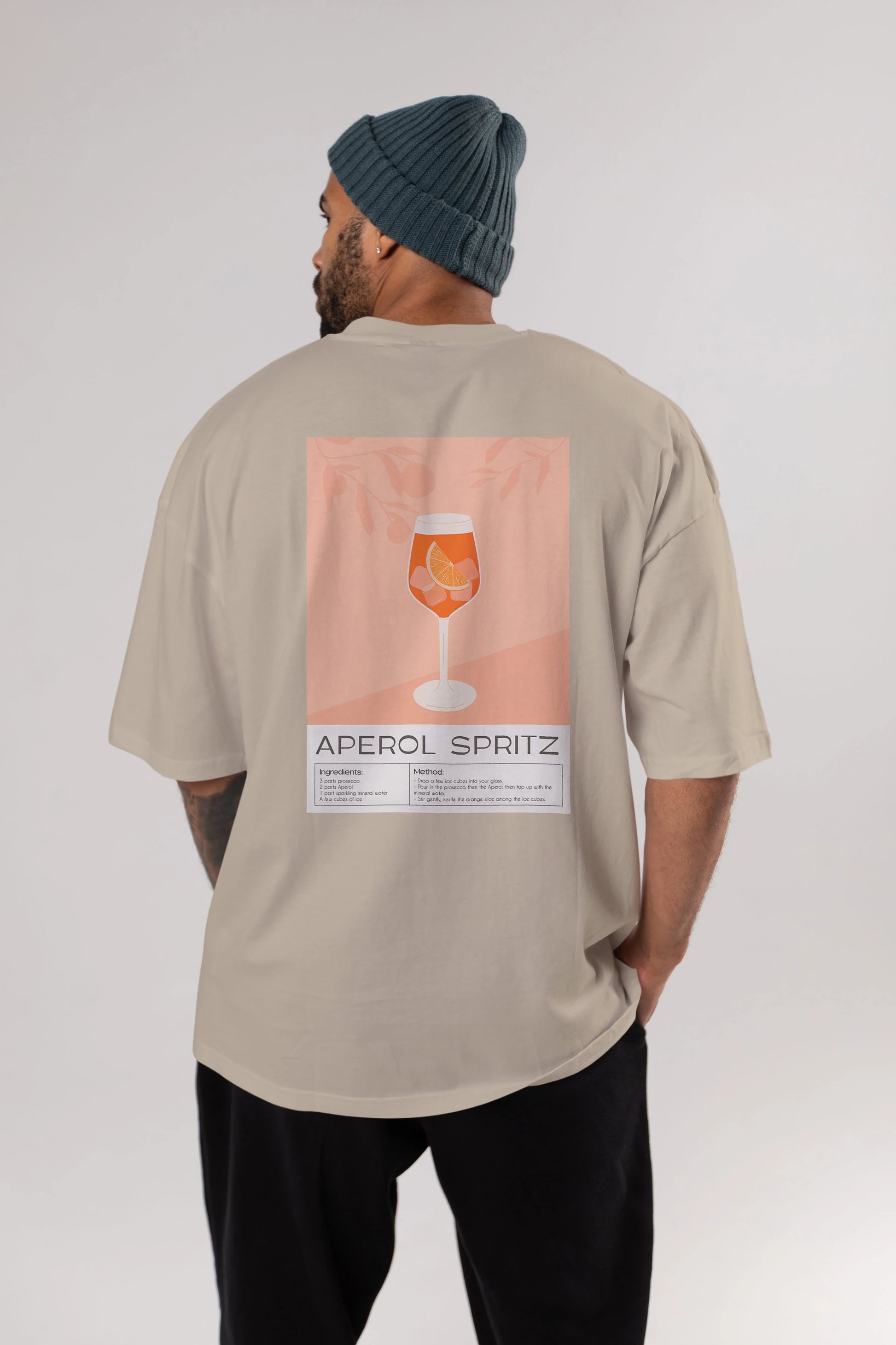 Aperol Spritz 7 Arka Baskılı Oversize t-shirt Erkek Kadın Unisex %100 Pamuk Bisiklet Yaka tişort