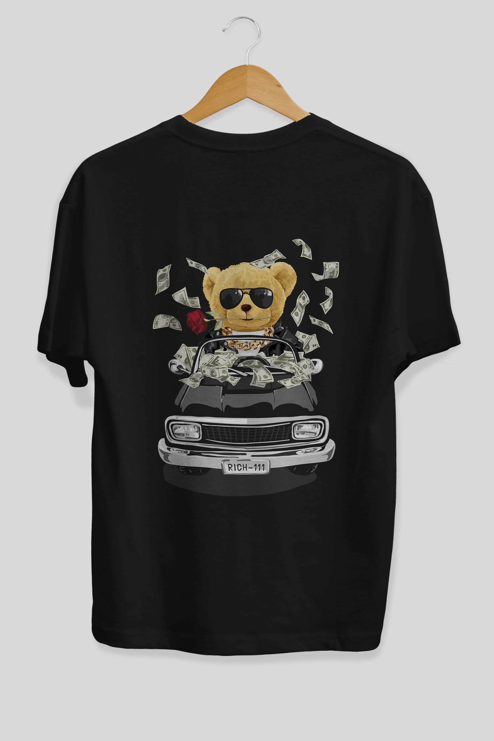 Teddy Bear Daddy Arka Baskılı Oversize t-shirt Erkek Kadın Unisex %100 Pamuk