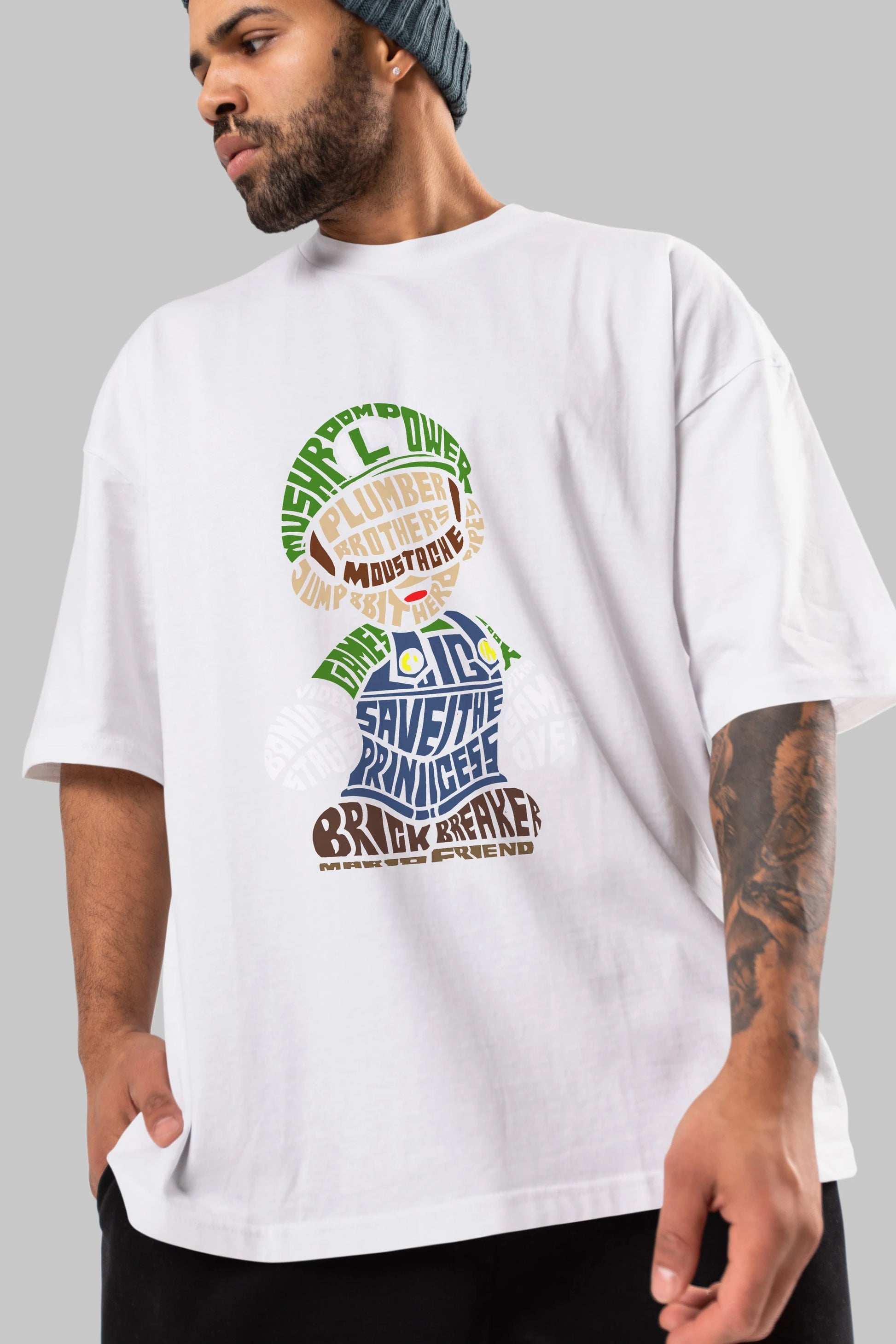 Plumber Brothers Ön Baskılı Oversize t-shirt %100 pamuk Erkek Kadın Unisex