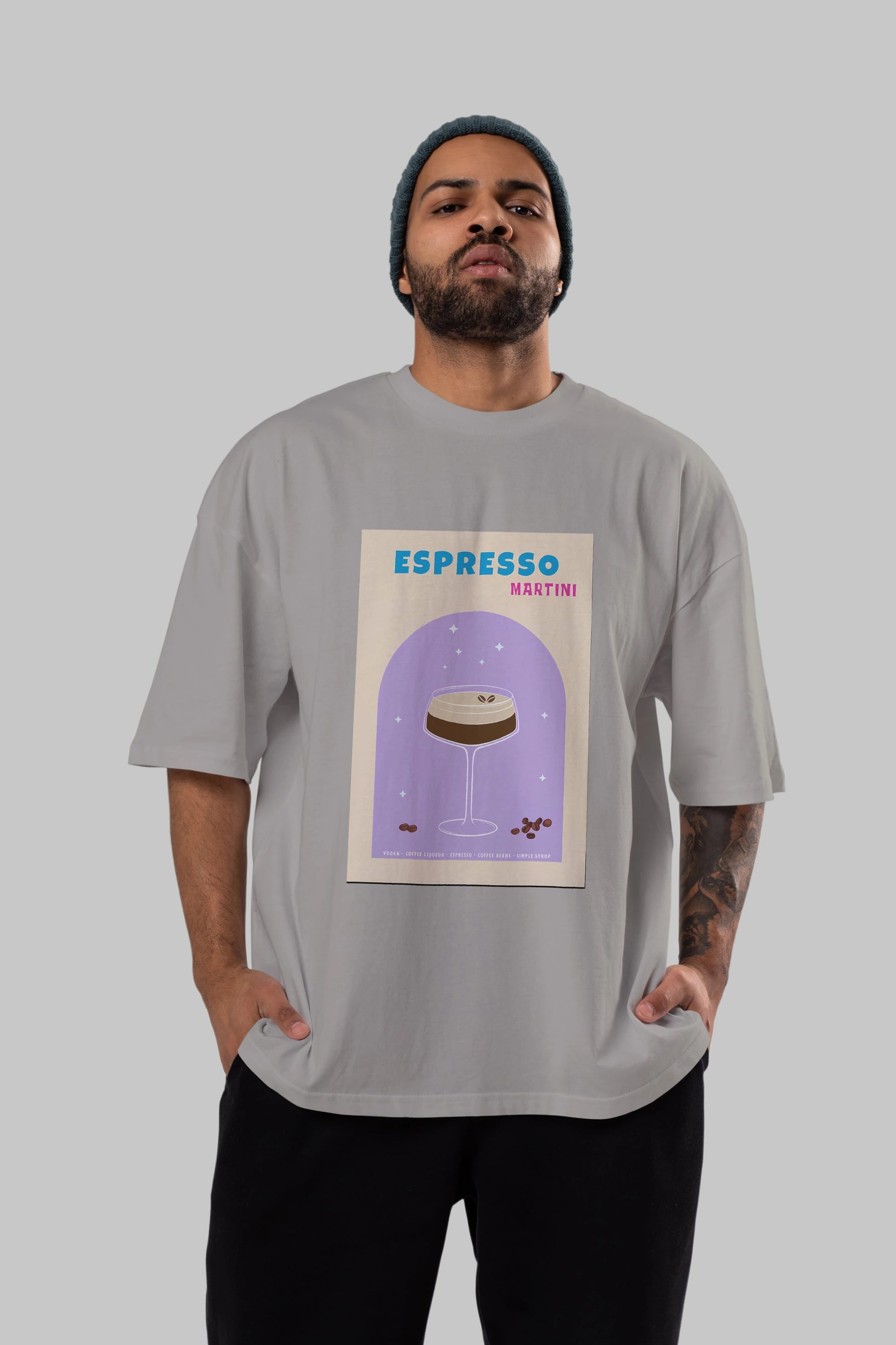 Espresso Martini 5 Ön Baskılı Oversize t-shirt Erkek Kadın Unisex %100 Pamuk Bisiklet Yaka tişort