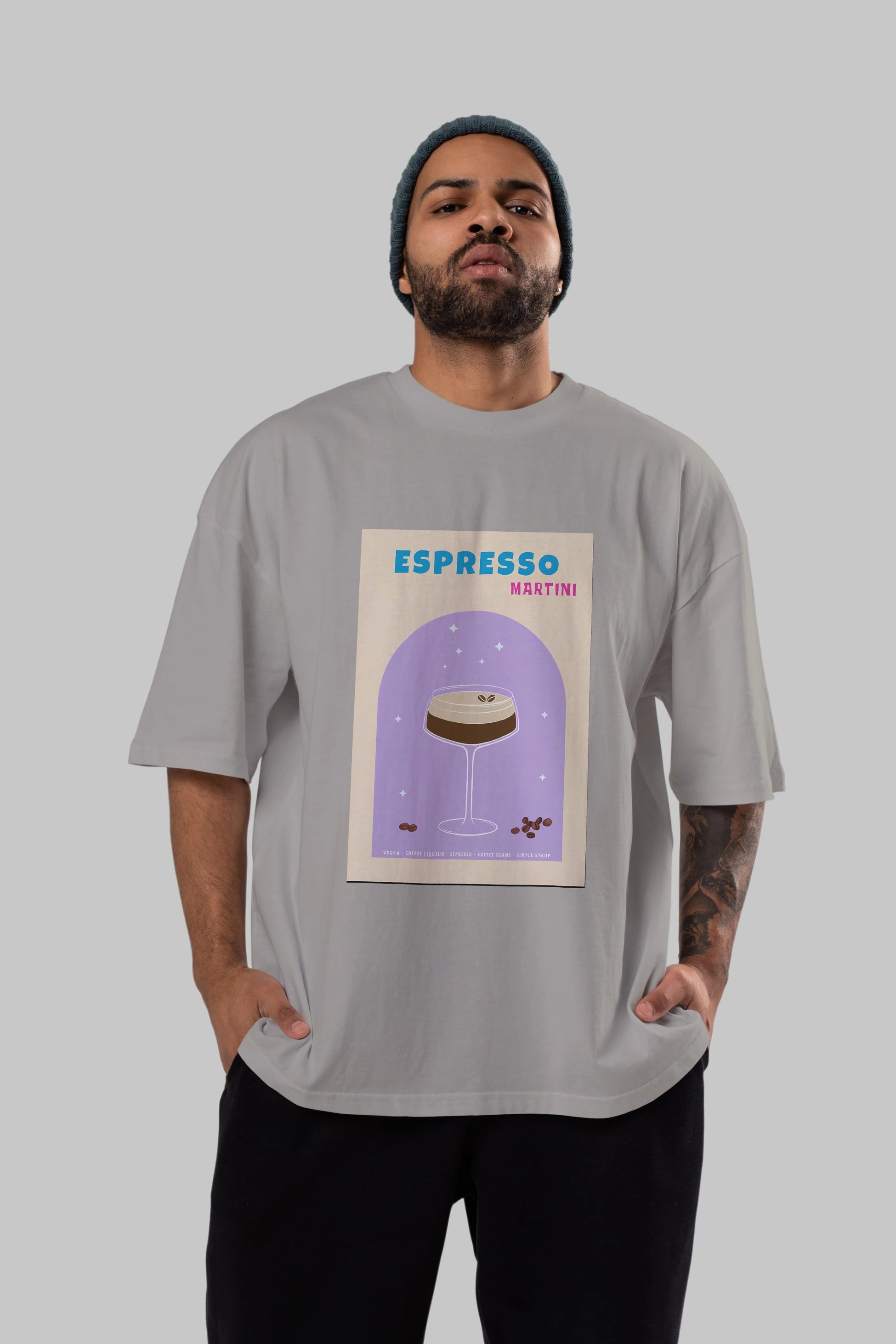 Espresso Martini 5 Ön Baskılı Oversize t-shirt Erkek Kadın Unisex %100 Pamuk Bisiklet Yaka tişort