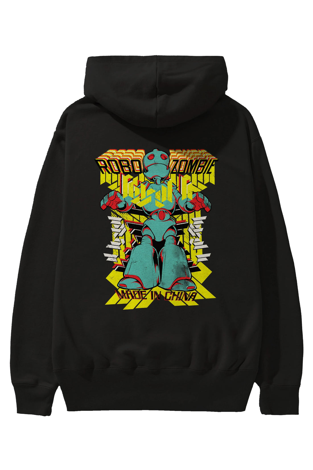 Robo Zombie Arka Baskılı Hoodie Oversize Kapüşonlu Sweatshirt Erkek Kadın Unisex